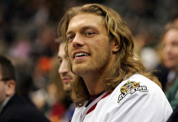 DALLAS - JANUARY 23:  WWE wrestler 'Edge' watches the 2007 NHL Youngstars Game at the American Airlines Center on January 23, 2007 in Dallas, Texas.  (Photo by Jim McIsaac/Getty Images)