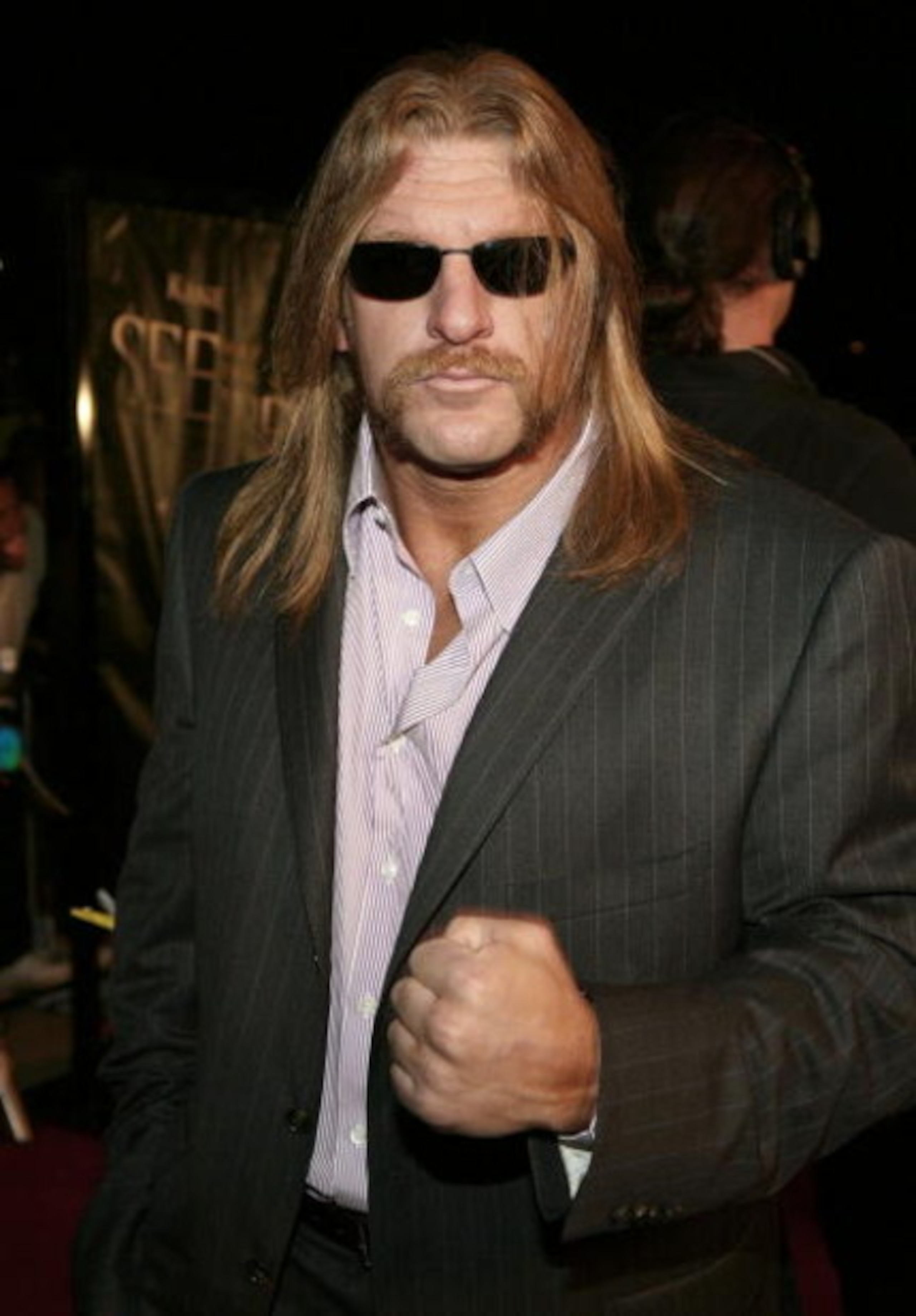 ORANGE, CA - MAY 08:  Wrestler Triple H arrives at the Lions Gate Premiere of 'See No Evil' at the Century Stadium Promenade 25 on May 8, 2006 in Orange, California.  (Photo by Michael Buckner/Getty Images)