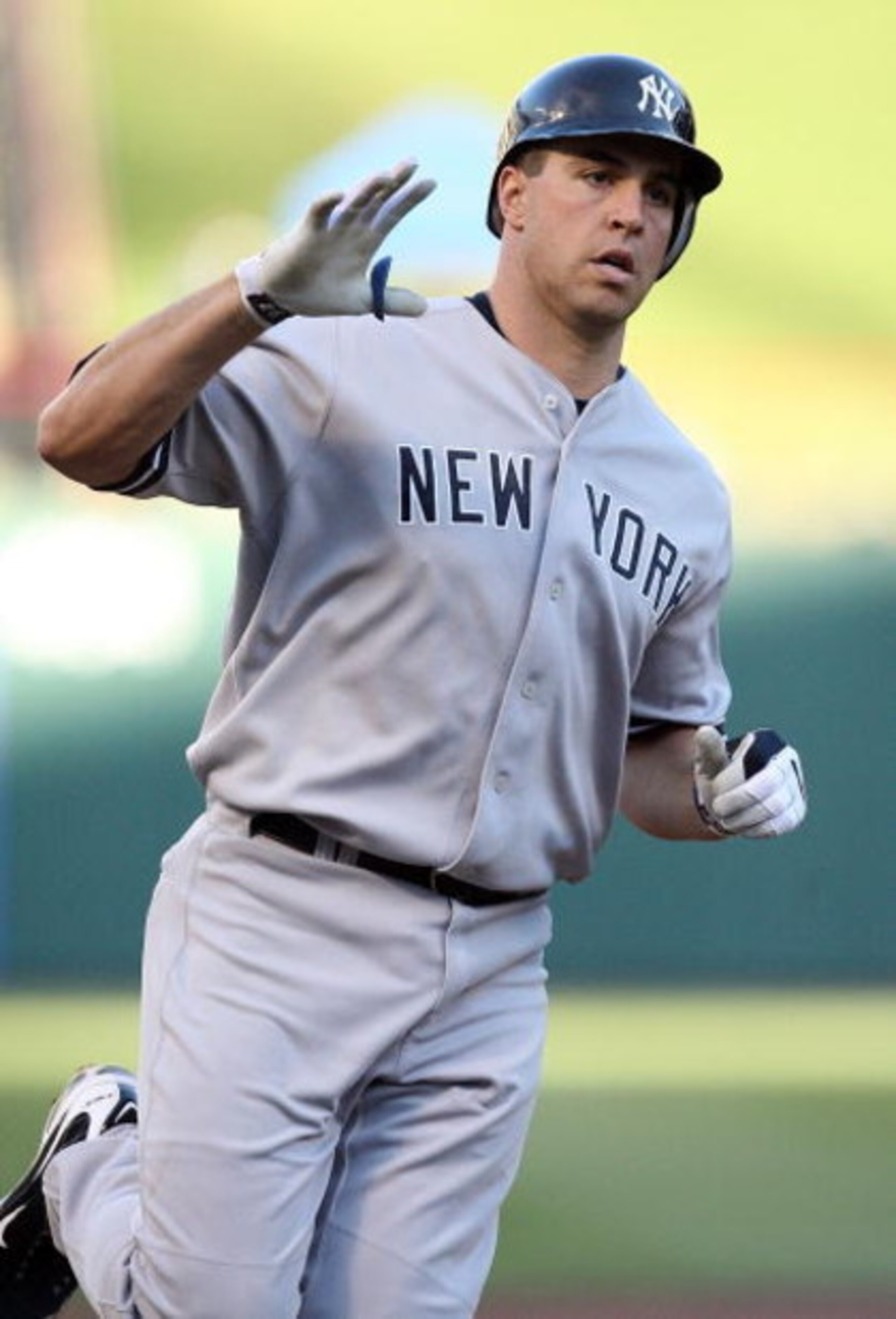 ARLINGTON, TX - MAY 27:  Mark Teixeira #25 of the New York Yankees celebrates a two run homerun against the Texas Rangers in the first inning on May 27, 2009 at Rangers Ballpark in Arlington, Texas.  (Photo by Ronald Martinez/Getty Images)