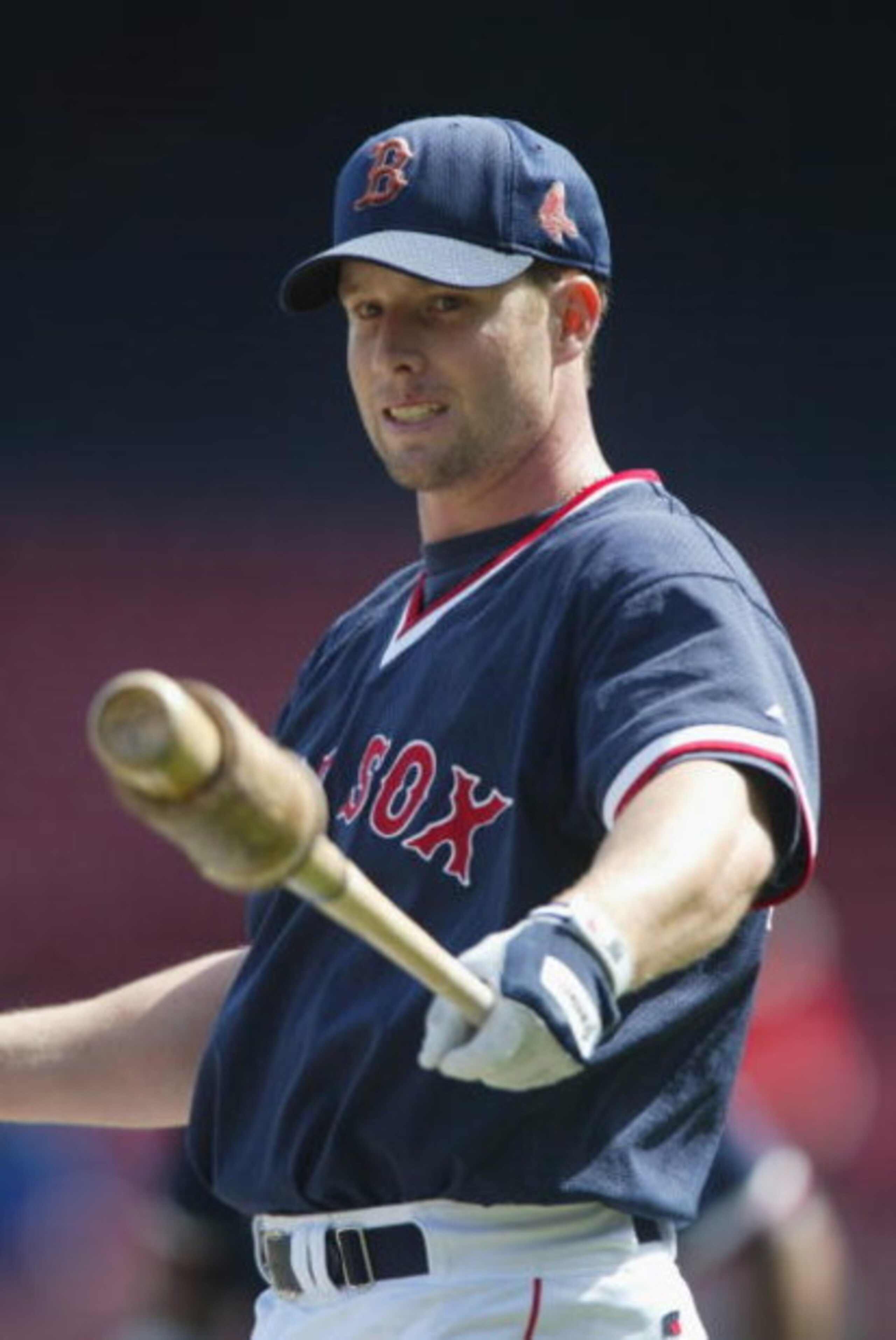 BOSTON - APRIL 14:  Third baseman Shea Hillenbrand #29 of the Boston Red Sox takes a warm up swing before the MLB game against the New York Yankees at Fenway Park in Boston, Massachusetts on April 14, 2002. The Yankees won 6-2. (Photo by Al Bello/Getty Im