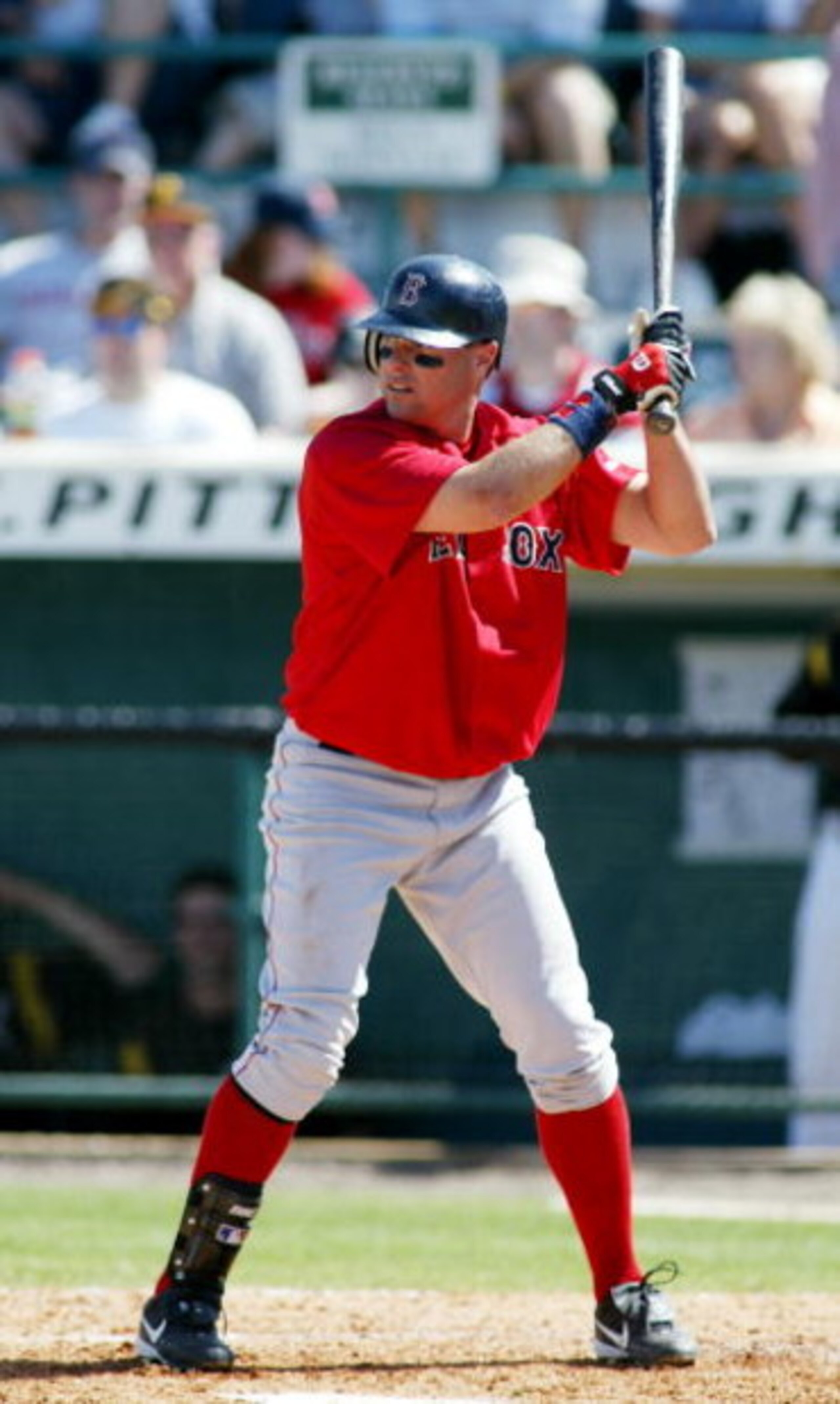 BRADENTON, FL. - MARCH 11, 2006:  J.T. Snow #84 of the Boston Red Sox bats during the game against the Pittsburgh Pirates on March 11, 2006 at McKechnie Field in Bradenton, Florida. (Photo by Rick Stewart/Getty Images)
