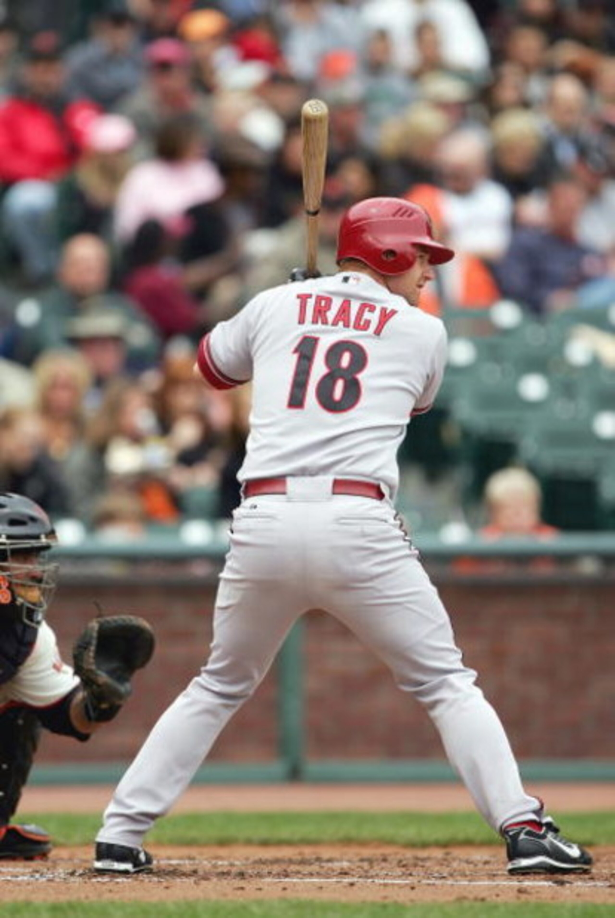 SAN FRANCISCO - APRIL 21: Chad Tracy #18  of the Arizona Diamondbacks stands ready at bat against the San Francisco Giants during a Major League Baseball game on April 21, 2007 at AT&T Park in San Francisco, California. (Photo by Jed Jacobsohn/Getty Image