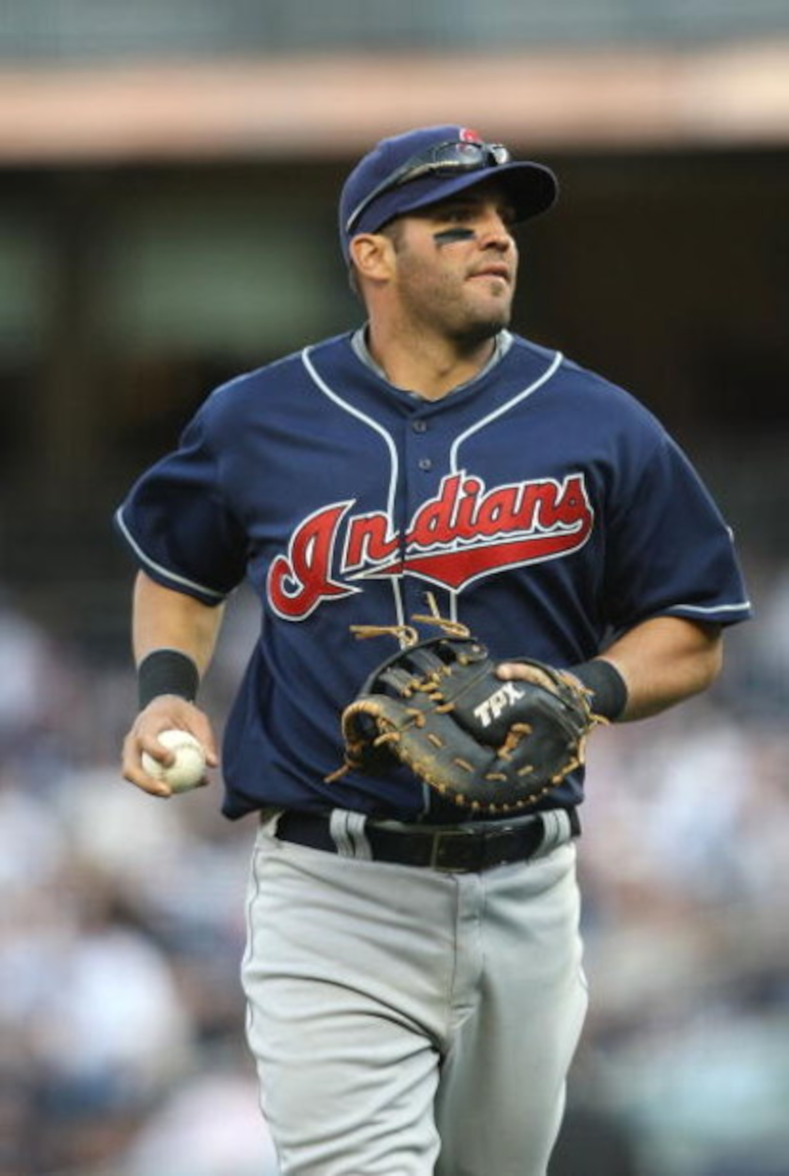 NEW YORK - APRIL 18:  Ryan Garko #25 of the Cleveland Indians in the field against the New York Yankees at Yankee Stadium on April 18, 2009 in the Bronx borough of New York City.  (Photo by Nick Laham/Getty Images)