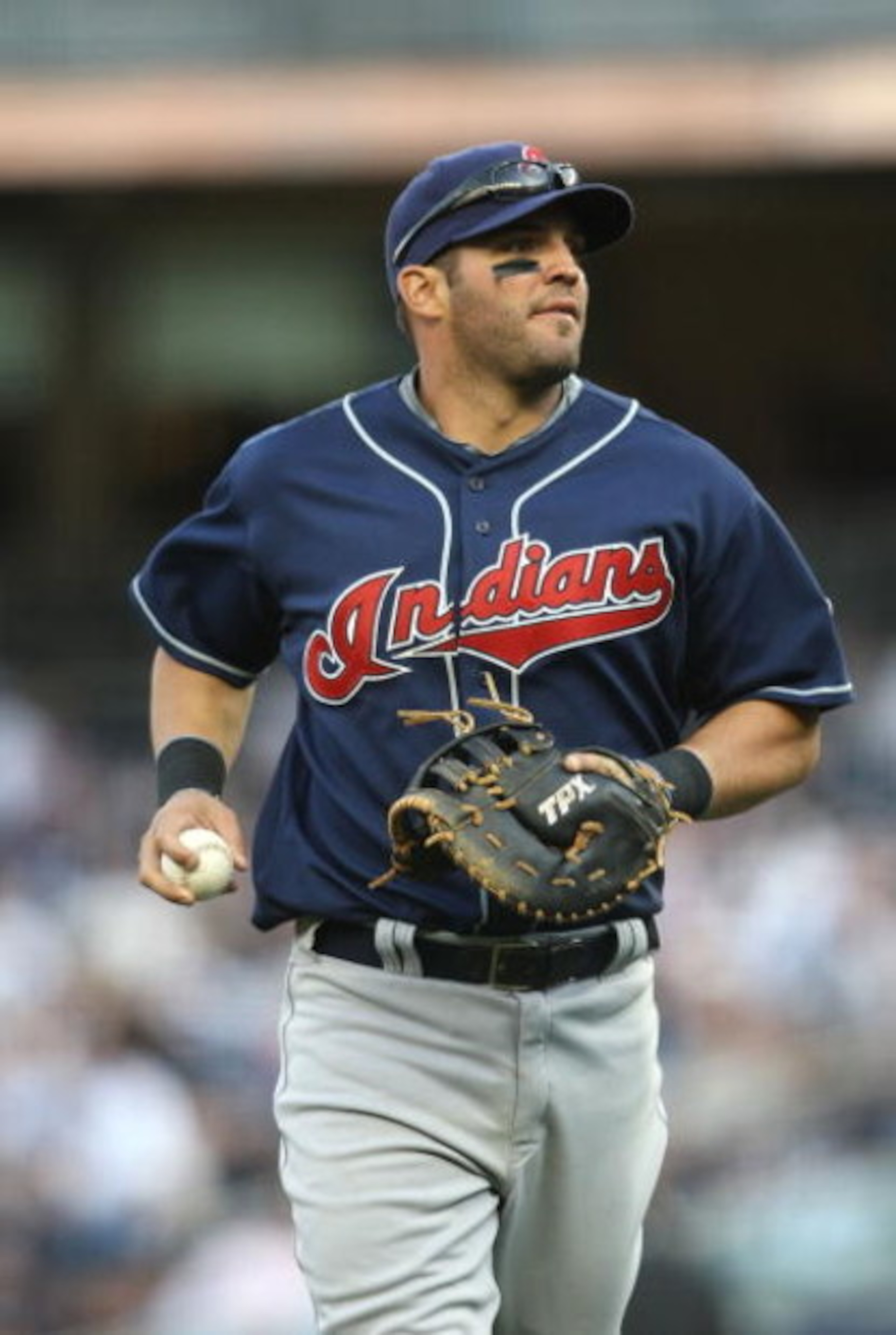 NEW YORK - APRIL 18:  Ryan Garko #25 of the Cleveland Indians in the field against the New York Yankees at Yankee Stadium on April 18, 2009 in the Bronx borough of New York City.  (Photo by Nick Laham/Getty Images)