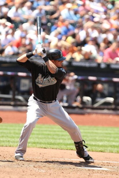 NEW YORK - MAY 31:  Jorge Cantu #3 of the Florida Marlins in action against the New York Mets during their game on May 31, 2009 at Citi Field in the Flushing neighborhood of the Queens borough of New York City.  (Photo by Al Bello/Getty Images)