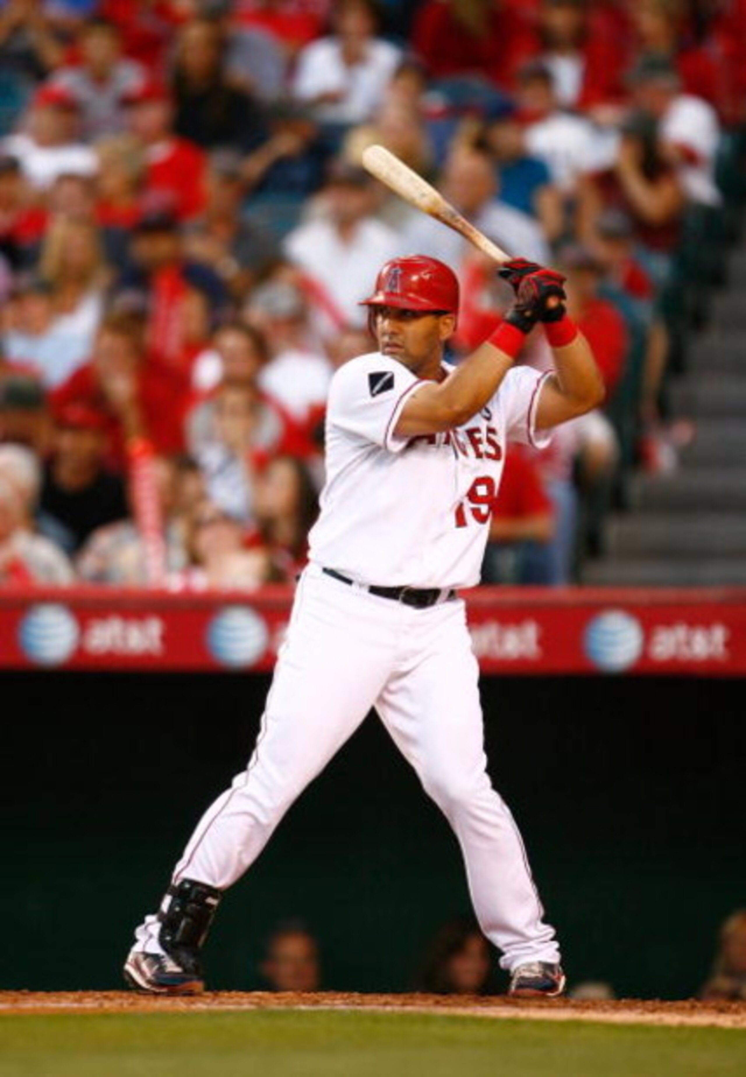 ANAHEIM, CA - JULY 07:  Kendry Morales #19 of the Los Angeles Angels of Anaheim bats against the Texas Rangers at Angel Stadium on July 7, 2009 in Anaheim, California. The Rangers defeated the Angels 8-5.  (Photo by Jeff Gross/Getty Images)