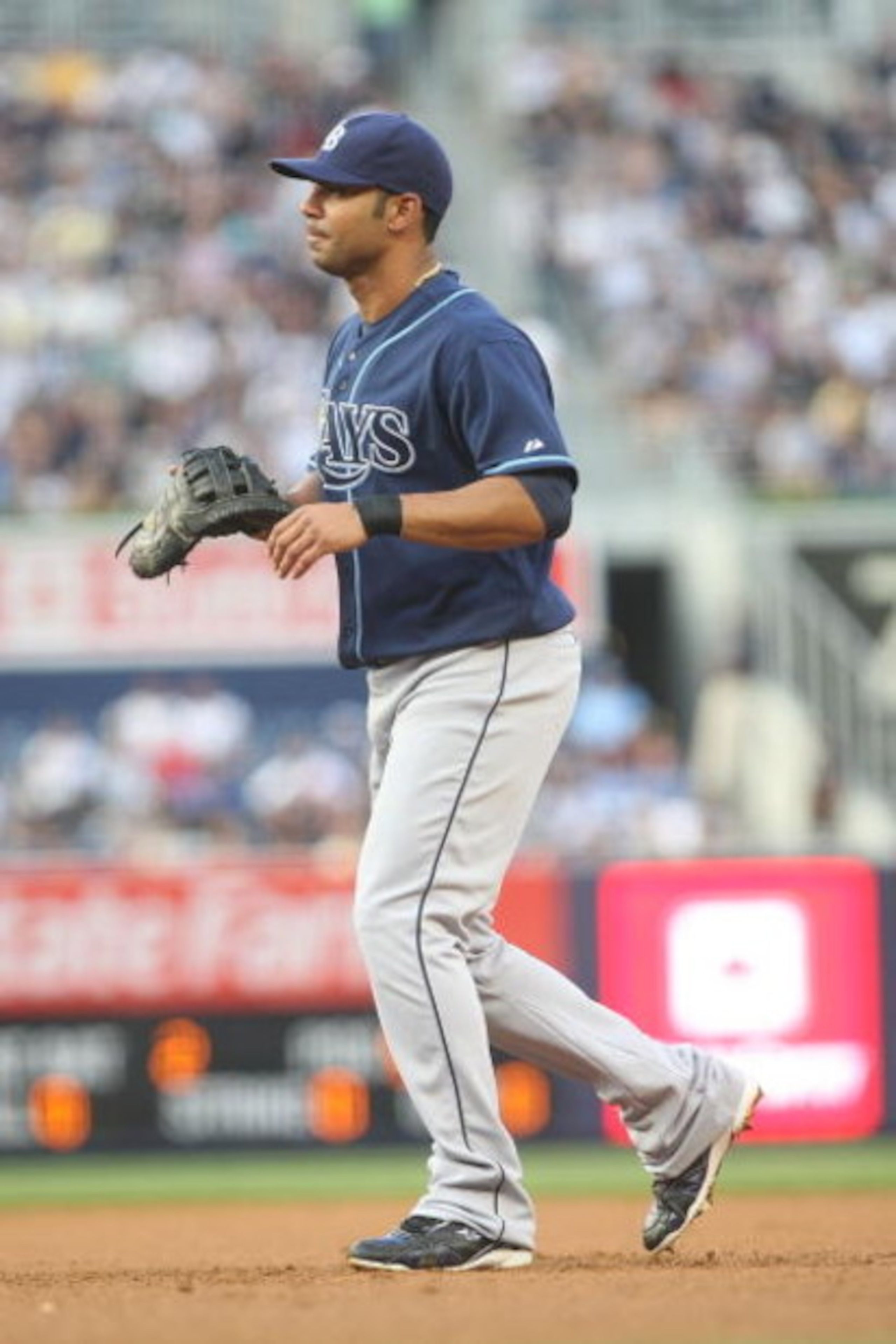 NEW YORK - JUNE 08:  Carlos Pena  #23 of the Tampa Bay Rays in the field against the New York Yankees on June 8, 2009 at Yankee Stadium in the Bronx borough of New York City.  (Photo by Nick Laham/Getty Images)