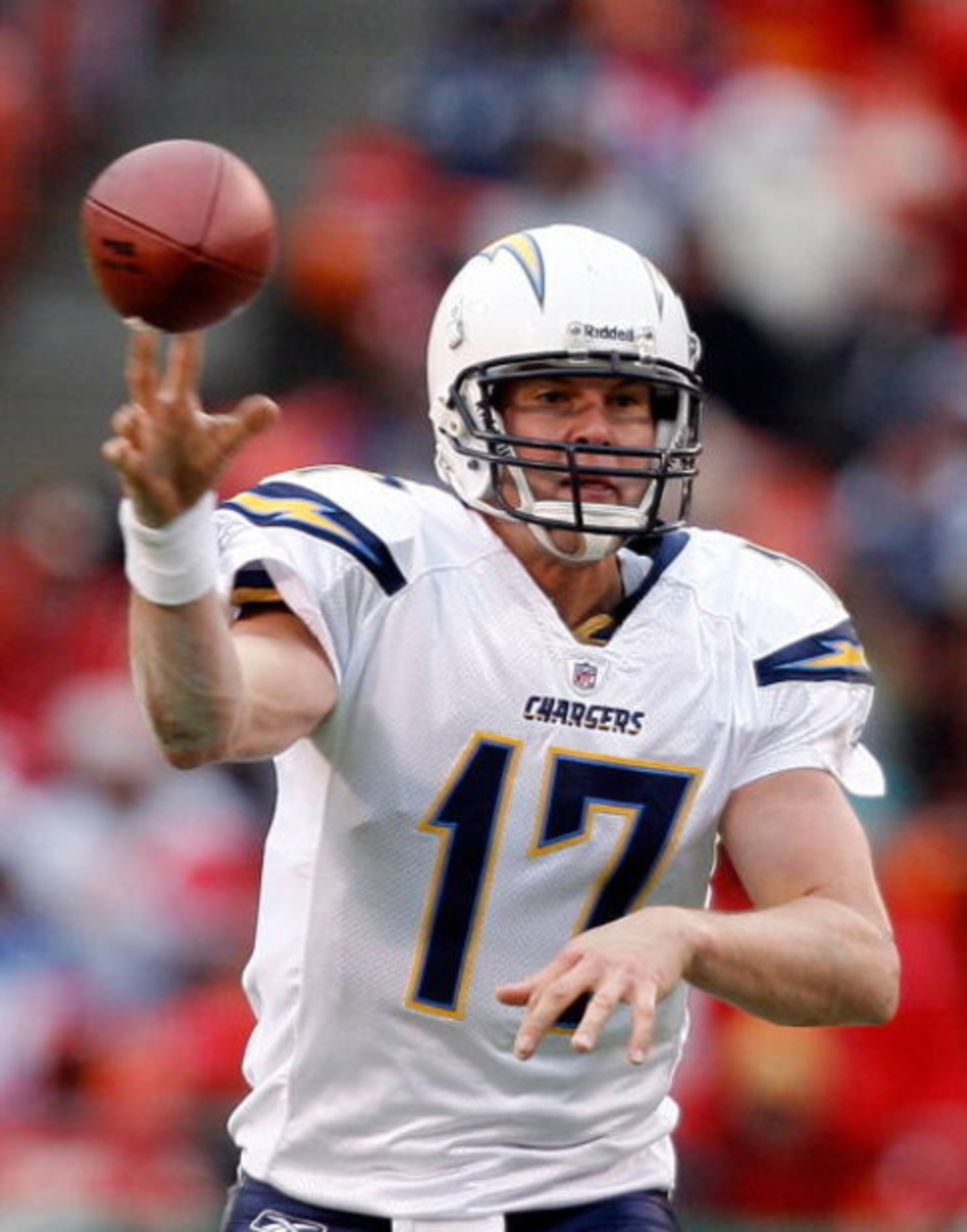 KANSAS CITY, MO - DECEMBER 14:  Philip Rivers #17 of the San Diego Chargers passes against the Kansas City Chiefs during the game on December 14, 2008 at Arrowhead Stadium in Kansas City, Missouri.  (Photo by Harry How/Getty Images)