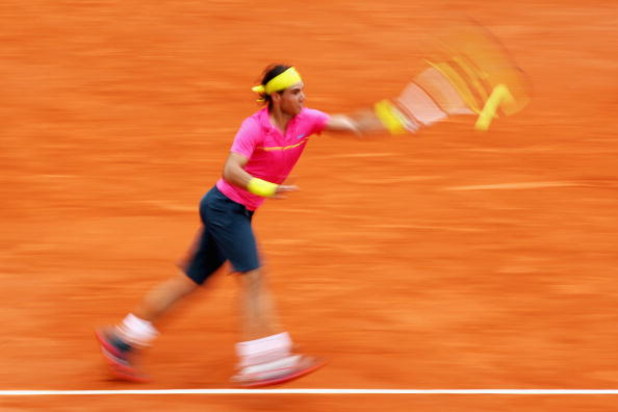PARIS - MAY 31: Rafael Nadal of Spain hits a forehand during the Men's Singles Fourth Round match against Robin Soderling of Sweden on day eight of the French Open at Roland Garros on May 31, 2009 in Paris, France. (Photo by Ryan Pierse/Getty Images) PARIS - MAY 31: Rafael Nadal of Spain hits a forehand during the Men's Singles Fourth Round match against Robin Soderling of Sweden on day eight of the French Open at Roland Garros on May 31, 2009 in Paris, France. (Photo by Ryan Pierse/Getty Images)