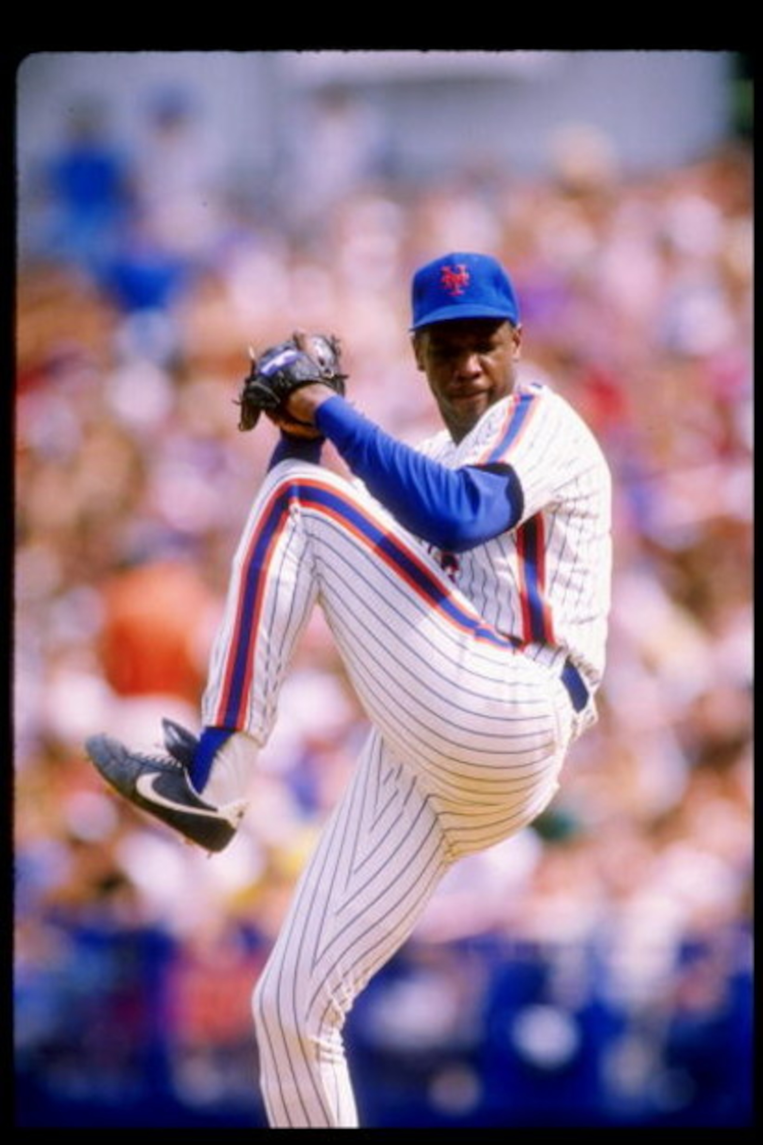 Pitcher Dwight Gooden of the New York Mets in action during a game at Shea Stadium in Flushing, New York.