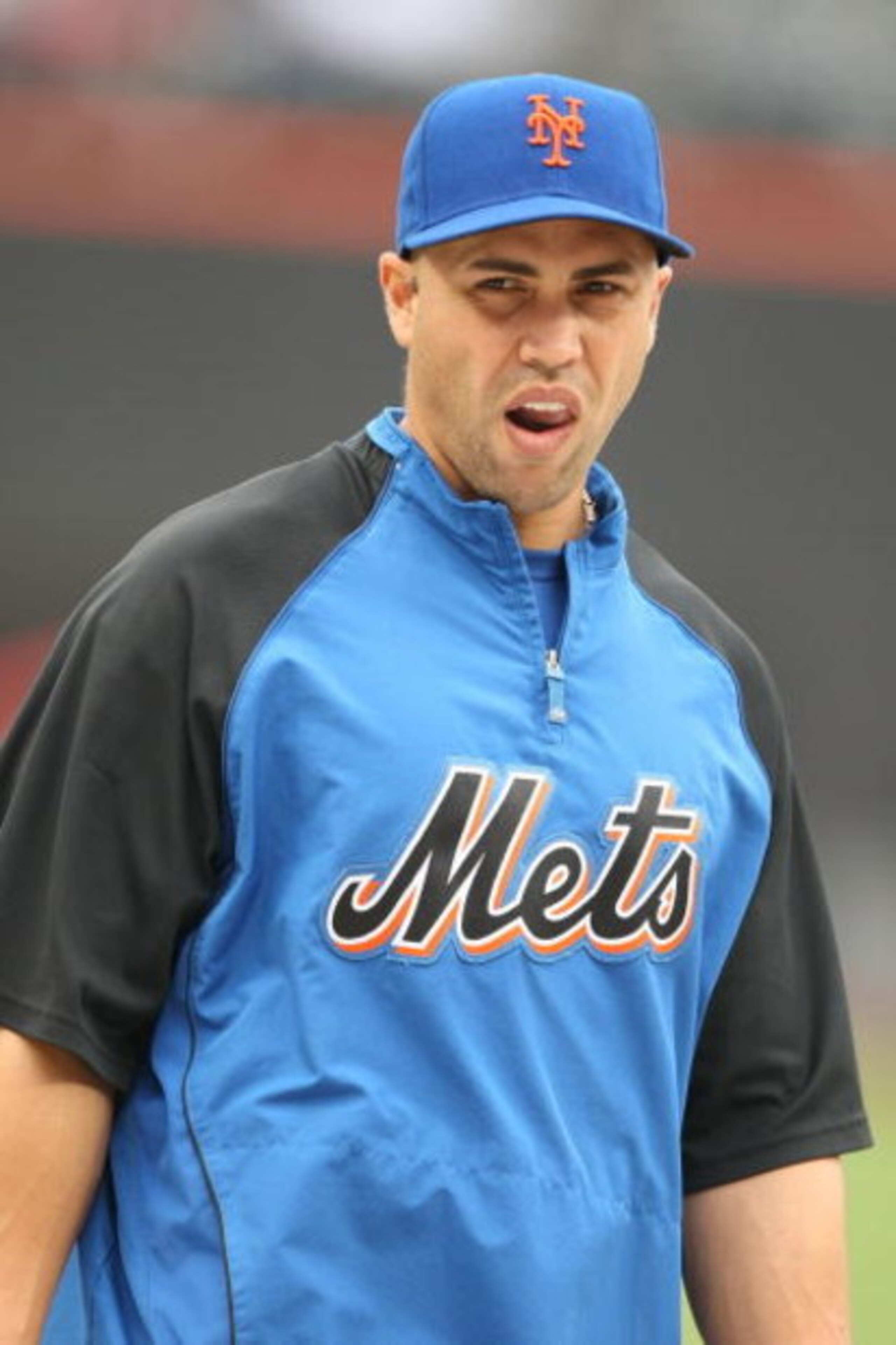 NEW YORK - JUNE 10:  Carlos Beltran #15 of the New York Mets looks on during batting practice before the game against the Philadelphia Phillies during their game on June 10, 2009 at Citi Field in the Flushing neighborhood of the Queens borough of New York