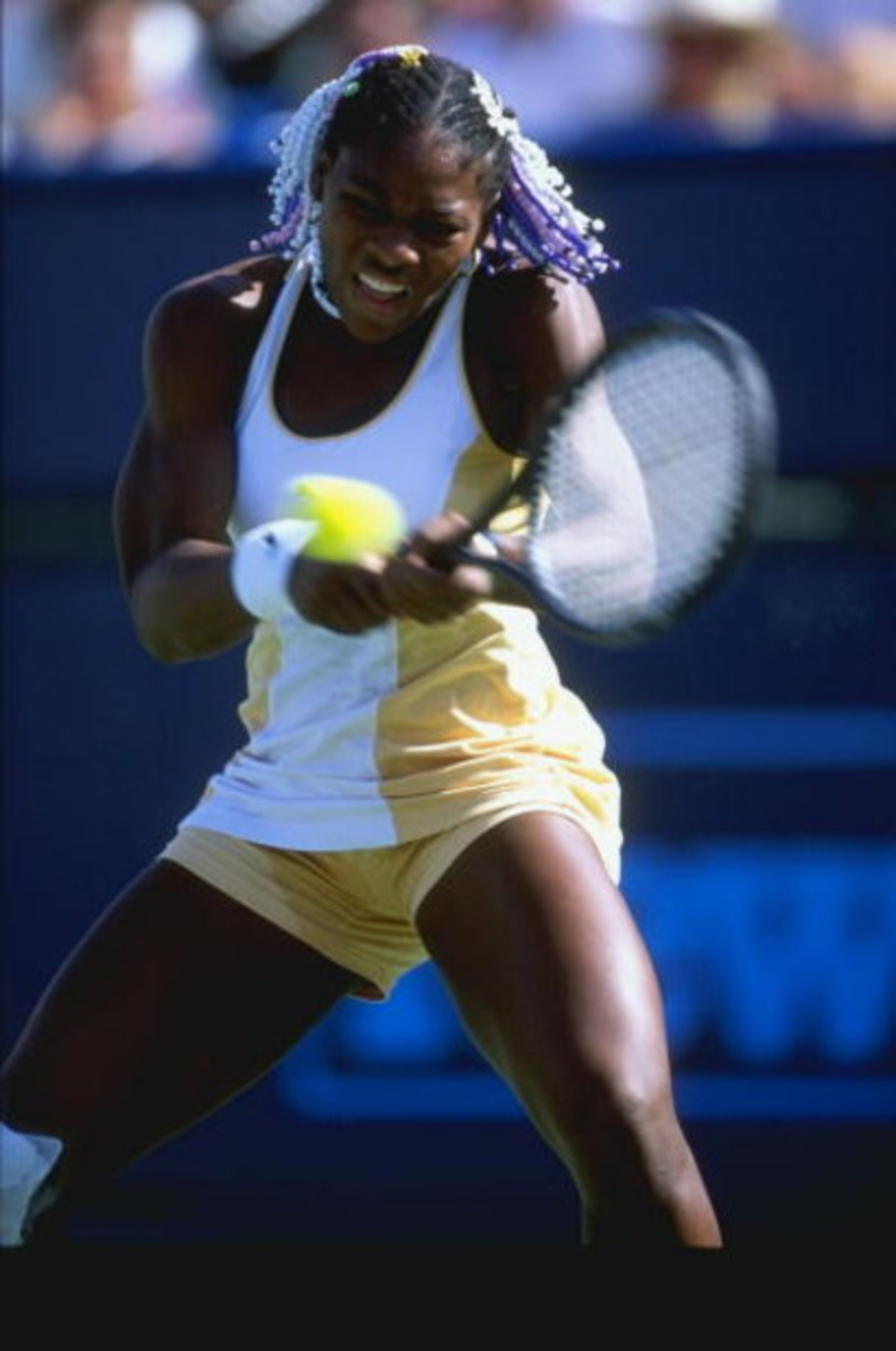 13 Mar 1999: Serena Williams/USA returns the ball during the Evert Cup at the Hyatt Grand Championship Resort in Indian Wells, California. Mandatory Credit: Gary M Prior  /Allsport