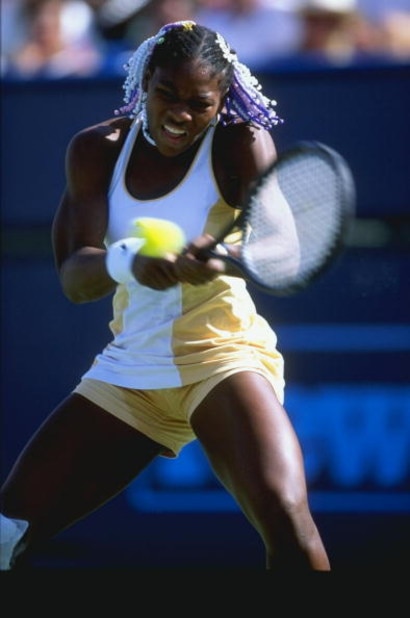 13 Mar 1999: Serena Williams/USA returns the ball during the Evert Cup at the Hyatt Grand Championship Resort in Indian Wells, California. Mandatory Credit: Gary M Prior  /Allsport