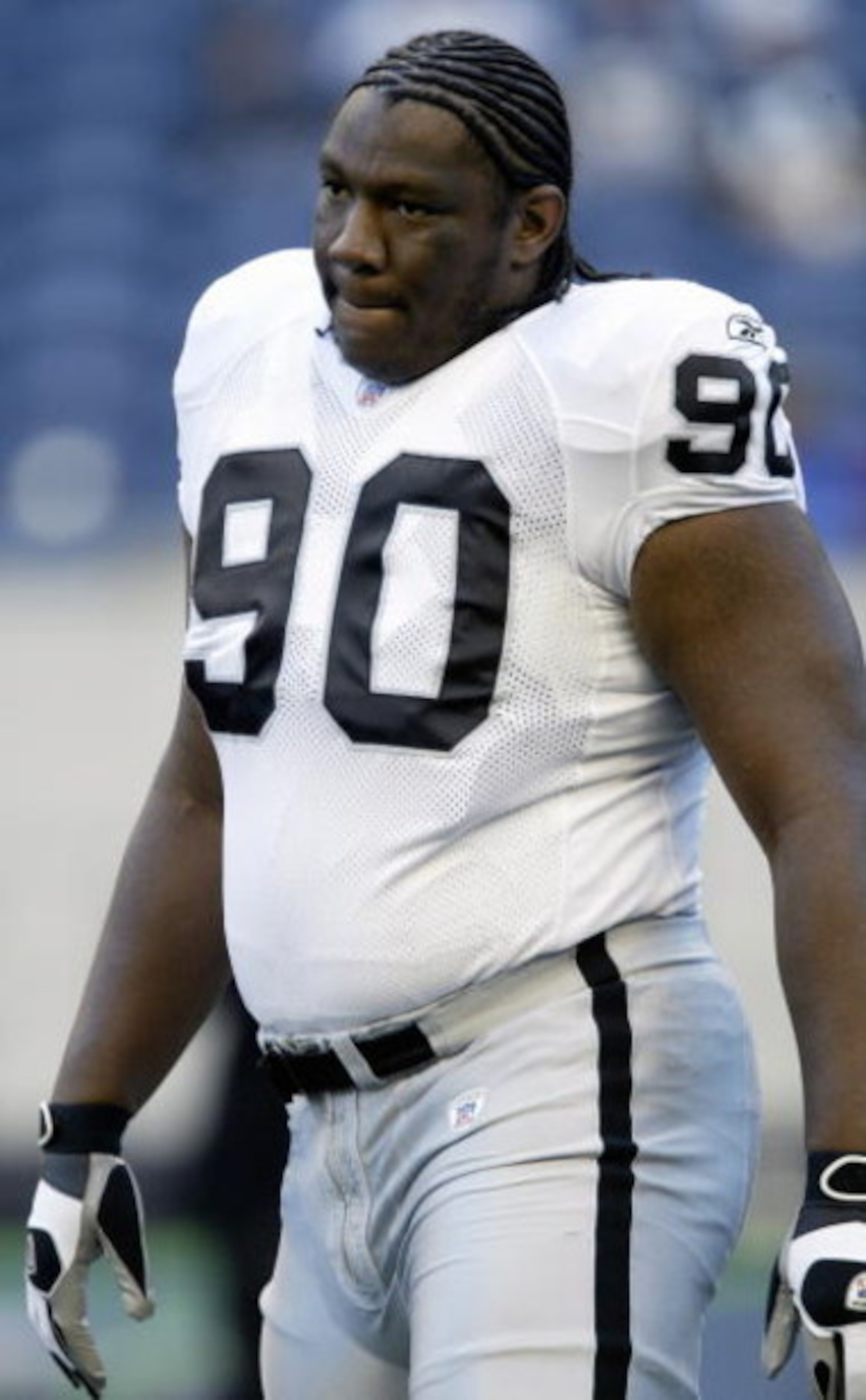 SEATTLE - AUGUST 31:  Terdell Sands #90 of the Oakland Raiders watches from the sideline during the game with the Seattle Seahawks on August 31, 2006 at Qwest Field in Seattle Washington. The Seahawks won 30-7. (Photo by Otto Greule Jr/Getty Images) 