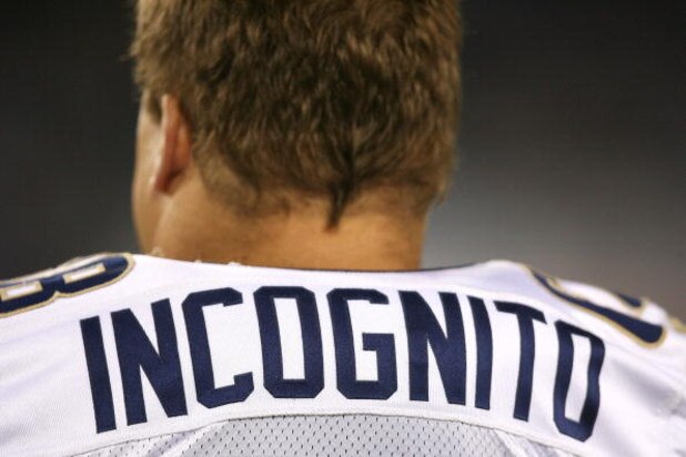 NASHVILLE, TN - AUGUST 09:  Offensive lineman Richie Incognito #68 of the St. Louis Rams stands on the sideline while taking on the Tennessee Titans during a pre-season game at LP Field on August 9, 2008 in Nashville, Tennessee.  (Photo by Doug Benc/Getty