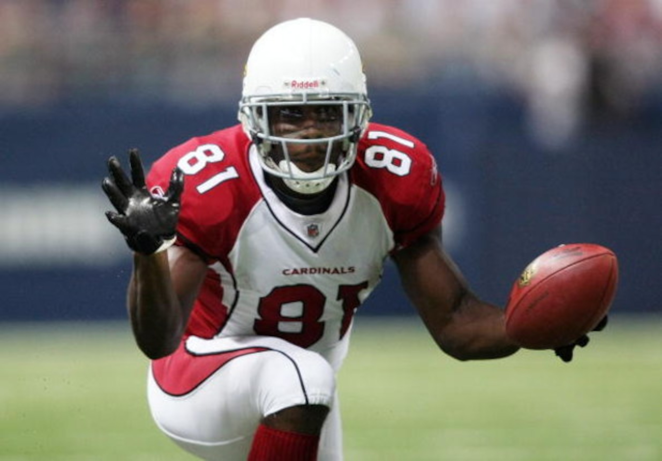 ST. LOUIS - NOVEMBER 02:  Anquan Boldin #81 of the Arizona Cardinals celebrates the first down in the first quarter against the St. Louis Rams on November 2, 2008 at the Edwards Jones Dome in St. Louis, Missouri.  (Photo by Elsa/Getty Images)