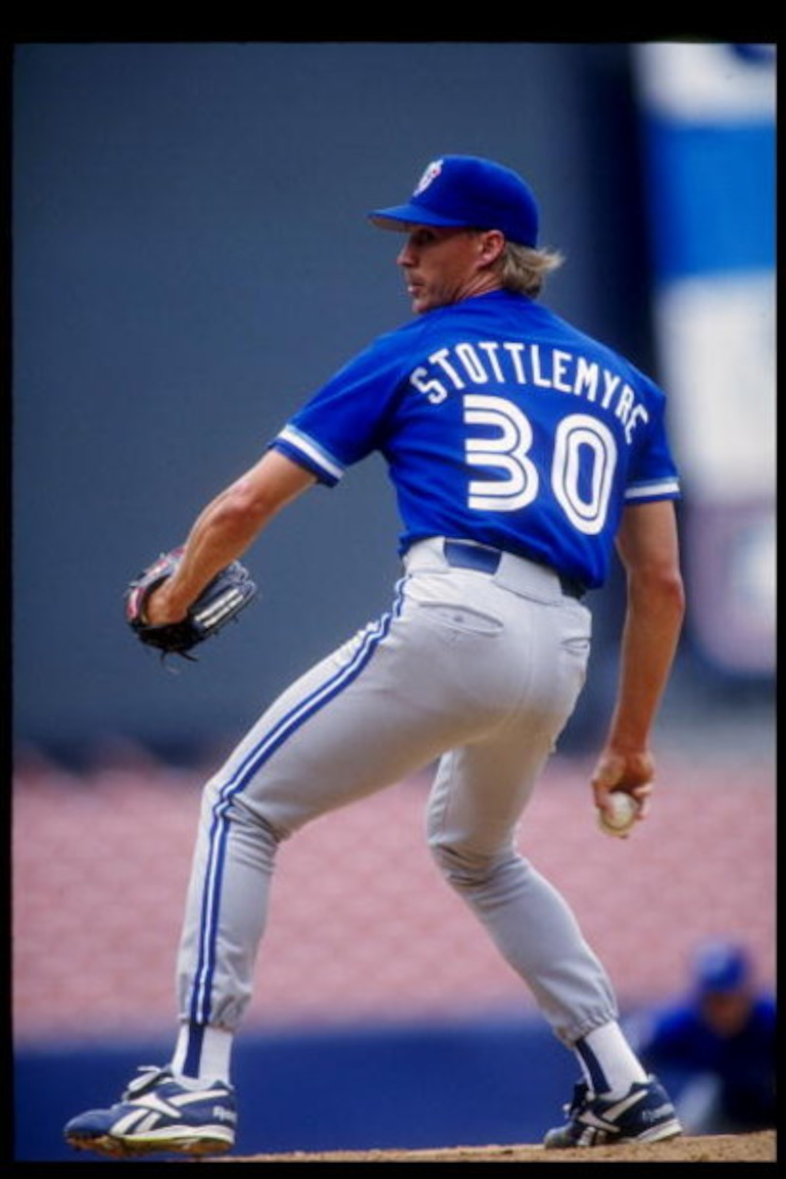 17 Apr 1994:  Pitcher Todd Stottlemyre of the Toronto Blue Jays throws a pitch during a game against the California Angels at Anaheim Stadium in Anaheim, California.  Mandatory Credit: Stephen Dunn  /Allsport