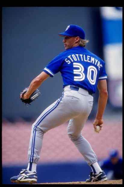 17 Apr 1994:  Pitcher Todd Stottlemyre of the Toronto Blue Jays throws a pitch during a game against the California Angels at Anaheim Stadium in Anaheim, California.  Mandatory Credit: Stephen Dunn  /Allsport