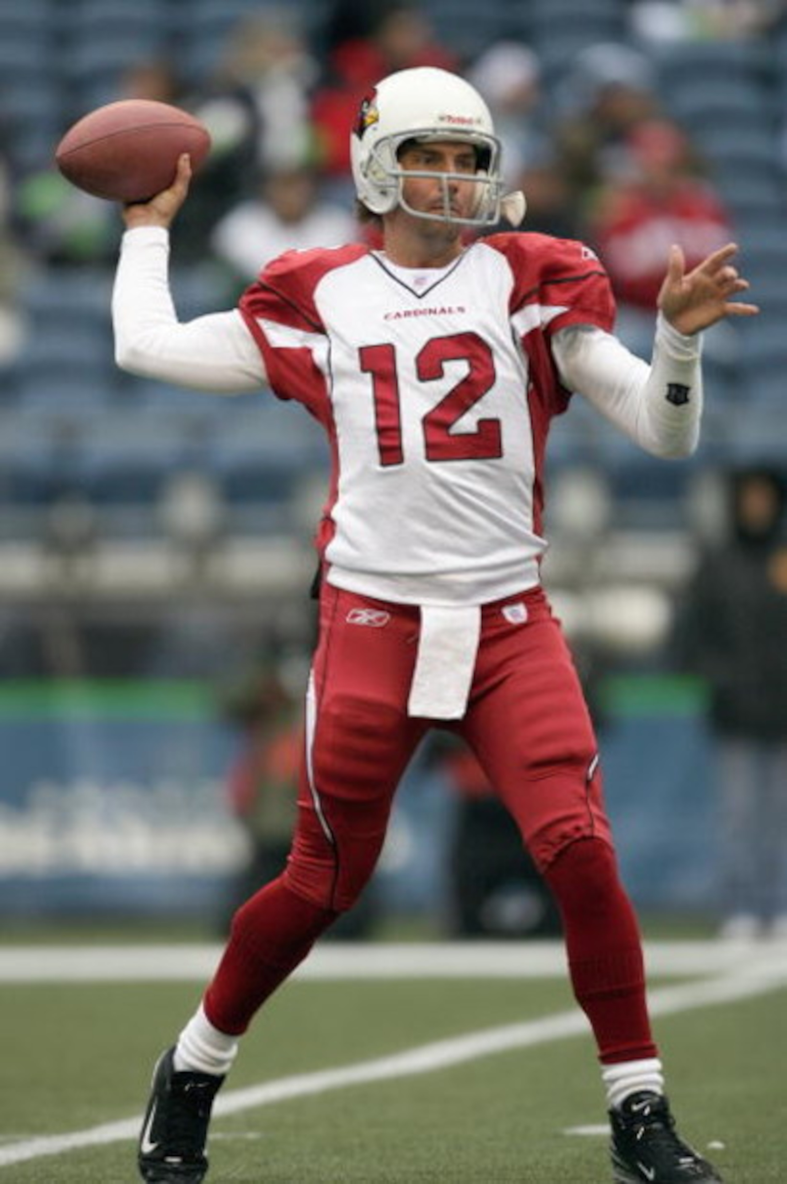 SEATTLE - DECEMBER 9: Tim Rattay #12 of the Arizona Cardinals passes the ball before the game against the Seattle Seahawks at Qwest Field December 9, 2007 in Seattle, Washington. The Seahawks defeated the Cardinals 42-21. (Photo by Otto Greule Jr/Getty Im