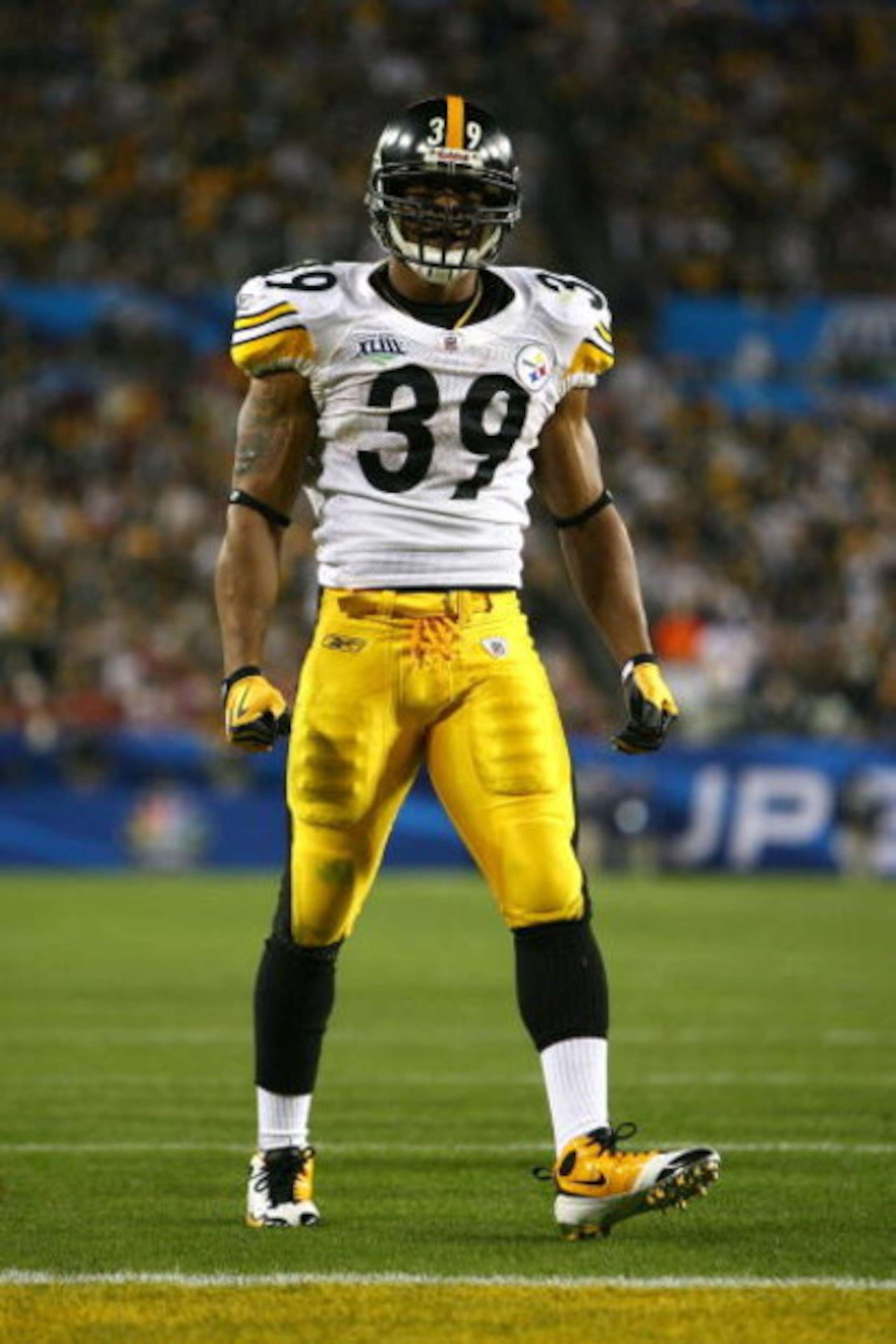 TAMPA, FL - FEBRUARY 01:  Running back Willie Parker #39 of the Pittsburgh Steelers reacts against the Arizona Cardinals during Super Bowl XLIII on February 1, 2009 at Raymond James Stadium in Tampa, Florida. Steelers won 27-23.  (Photo by Al Bello/Getty 