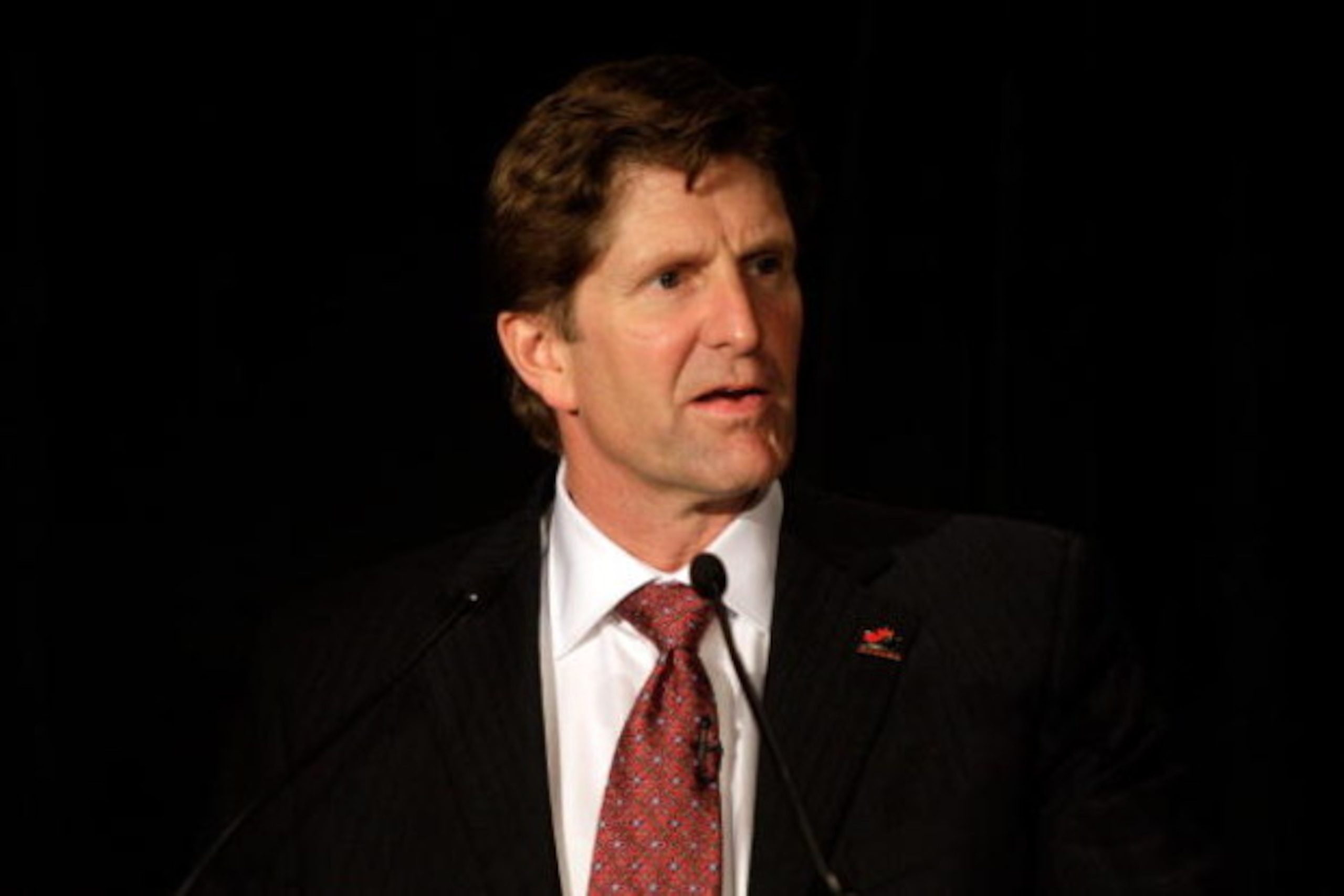 MONTREAL, QC - JUNE 25:  Team Canada Men's Olympic hokcey head coach Mike Babcock speaks during a press conference to announce Team Canada's 2010 Winter Olympic Men's Hockey coaching staff June 25, 2009 at the Hilton Bonaventure hotel in Montreal, Canada.