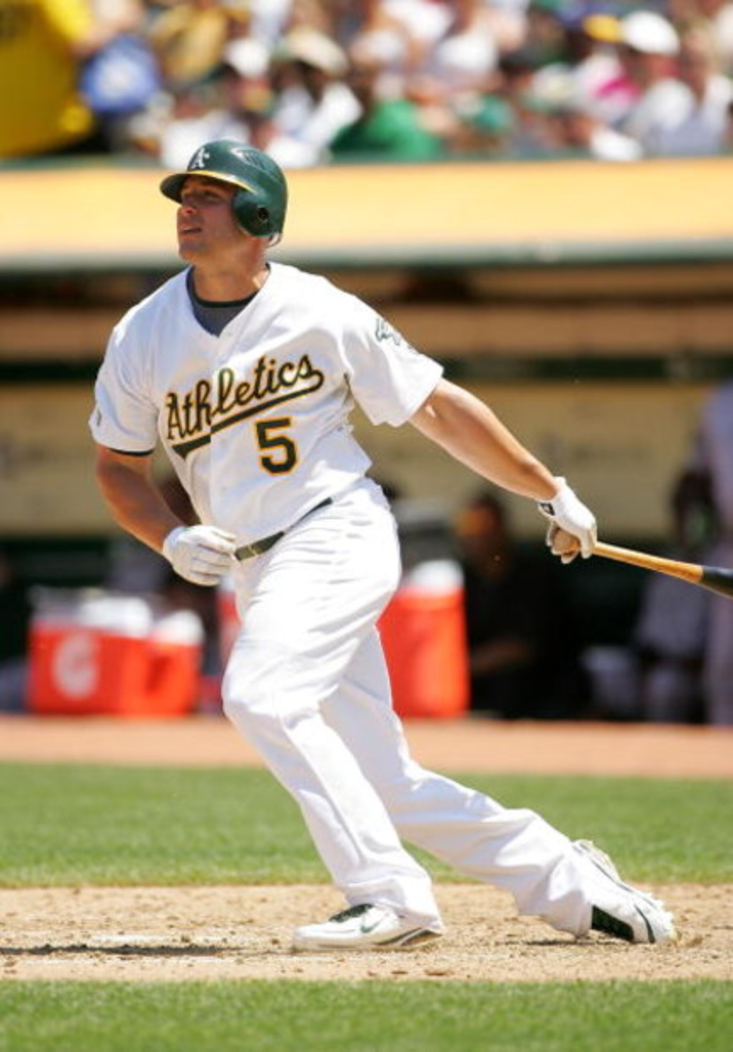 OAKLAND, CA - JUNE 28: Matt Holliday #5 of the Oakland Athletics bats against the Colorado Rockies at the Oakland Coliseum on June 28, 2009 in Oakland, California. (Photo by Ezra Shaw/Getty Images) OAKLAND, CA - JUNE 28: Matt Holliday #5 of the Oakland Athletics bats against the Colorado Rockies at the Oakland Coliseum on June 28, 2009 in Oakland, California. (Photo by Ezra Shaw/Getty Images)