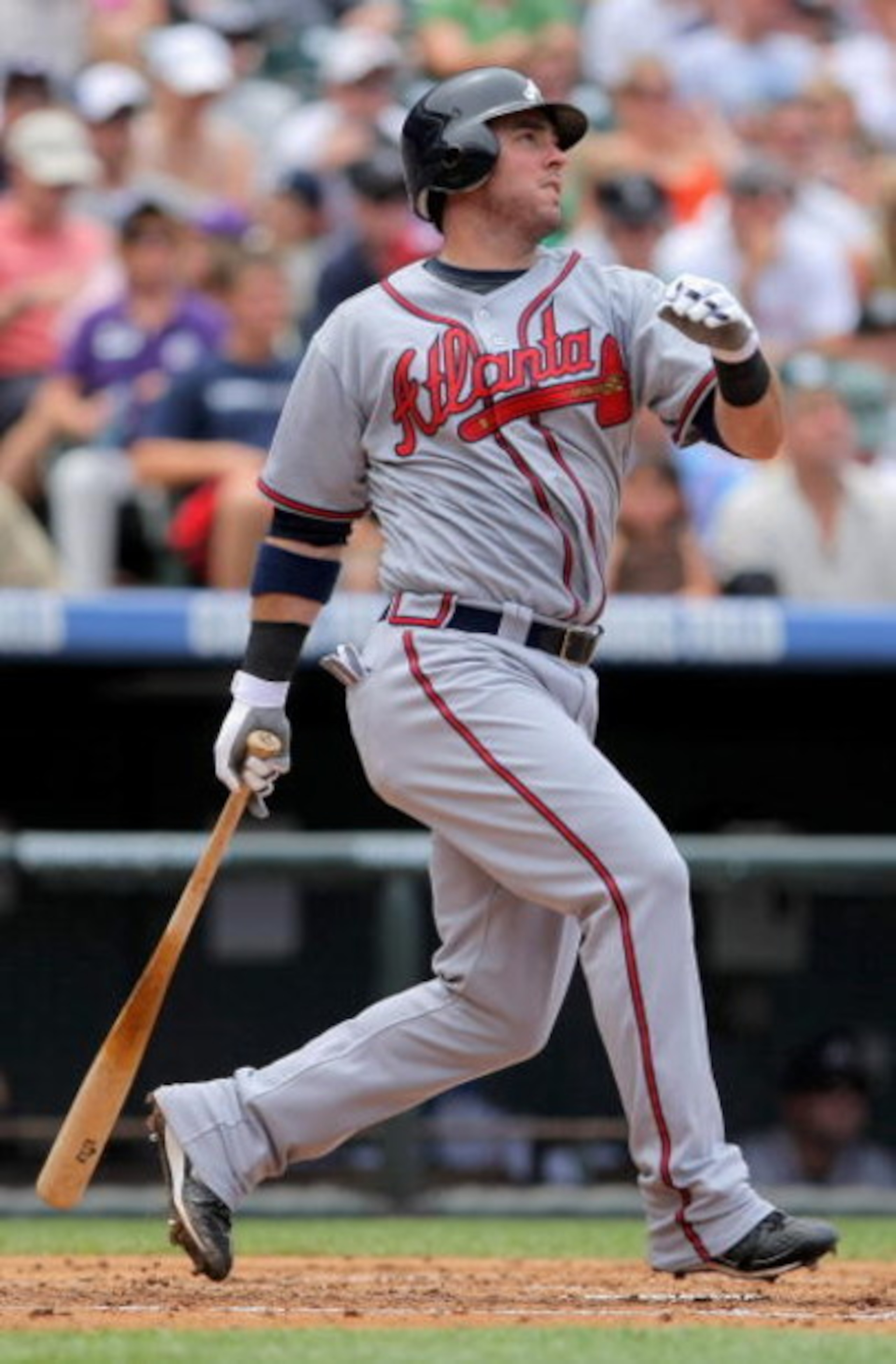 DENVER - JULY 12: Ryan Church #25 of the Atlanta Braves takes an at bat against the Colorado Rockies during MLB action at Coors Field on July 12, 2009 in Denver, Colorado. The Rockies defeated the Braves 8-7. (Photo by Doug Pensinger/Getty Images) DENVER - JULY 12: Ryan Church #25 of the Atlanta Braves takes an at bat against the Colorado Rockies during MLB action at Coors Field on July 12, 2009 in Denver, Colorado. The Rockies defeated the Braves 8-7. (Photo by Doug Pensinger/Getty Images)