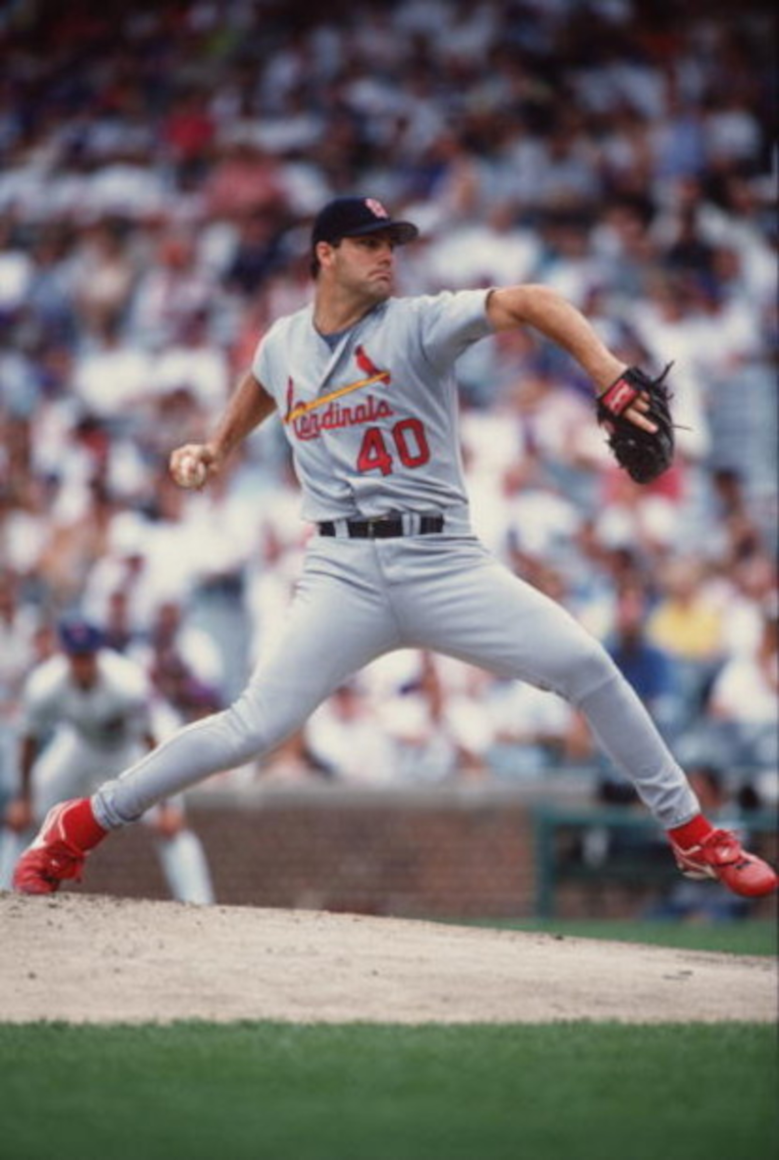 12 Jul 1996:  Pitcher Andy Benes of the St. Louis Cardinals pitches the ball during the Cardinals 13-3 win over the Chicago Cubs at Wrigley Field in Chicago, Illinois. Mandatory Credit: Jonathan Daniel/ALLSPORT