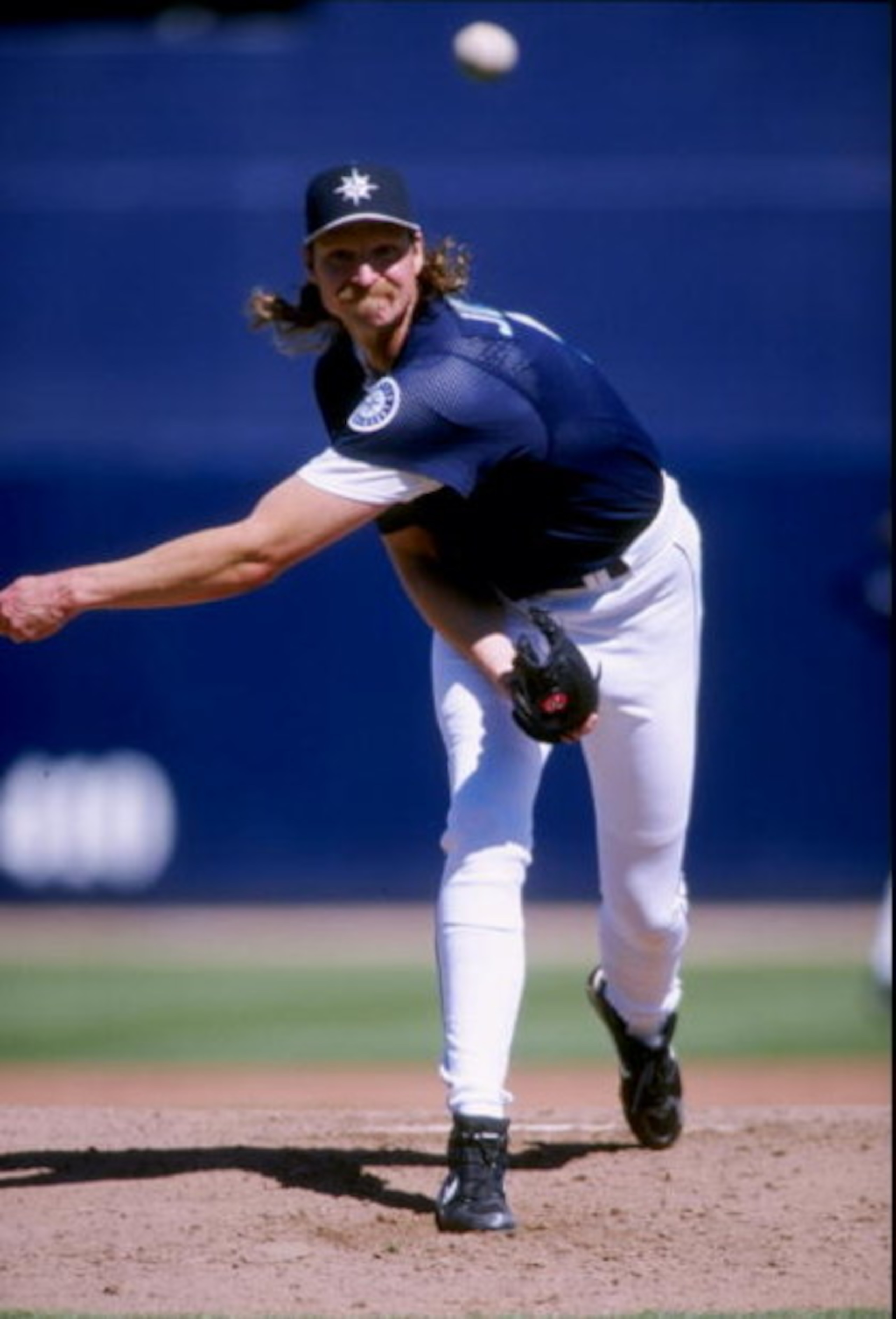 2 Mar 1998: Pitcher Randy Johnson #51 of the Seattle Mariners in action during a spring training game against the Oakland Athletics at the Peoria Sports Complex in Peoria, Florida. The Mariners defeated the Athletics 9-2.