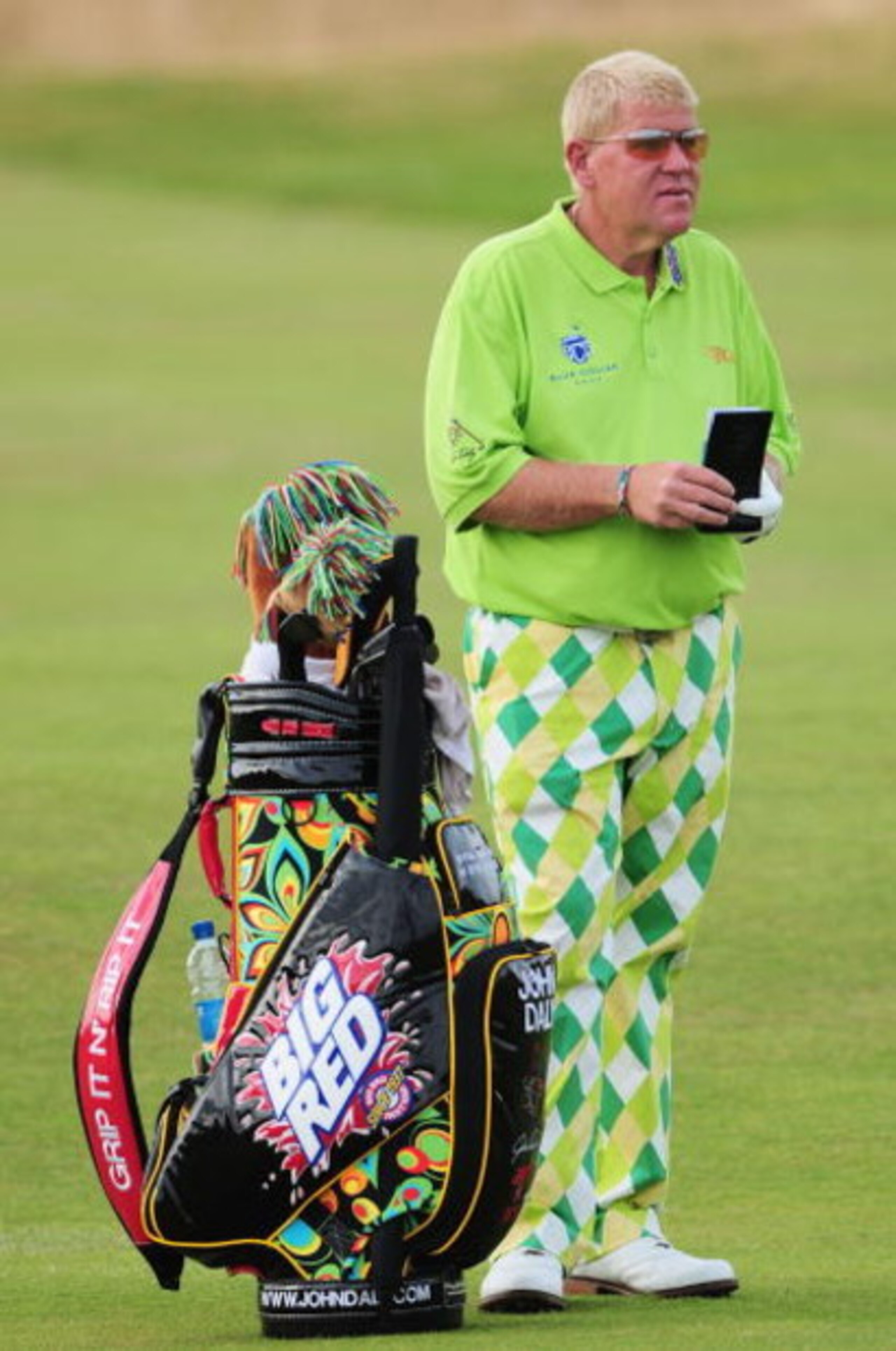 TURNBERRY, SCOTLAND - JULY 16:  John Daly of USA stands next to his colourful golf bag during round one of the 138th Open Championship on the Ailsa Course, Turnberry Golf Club on July 16, 2009 in Turnberry, Scotland.  (Photo by Stuart Franklin/Getty Image