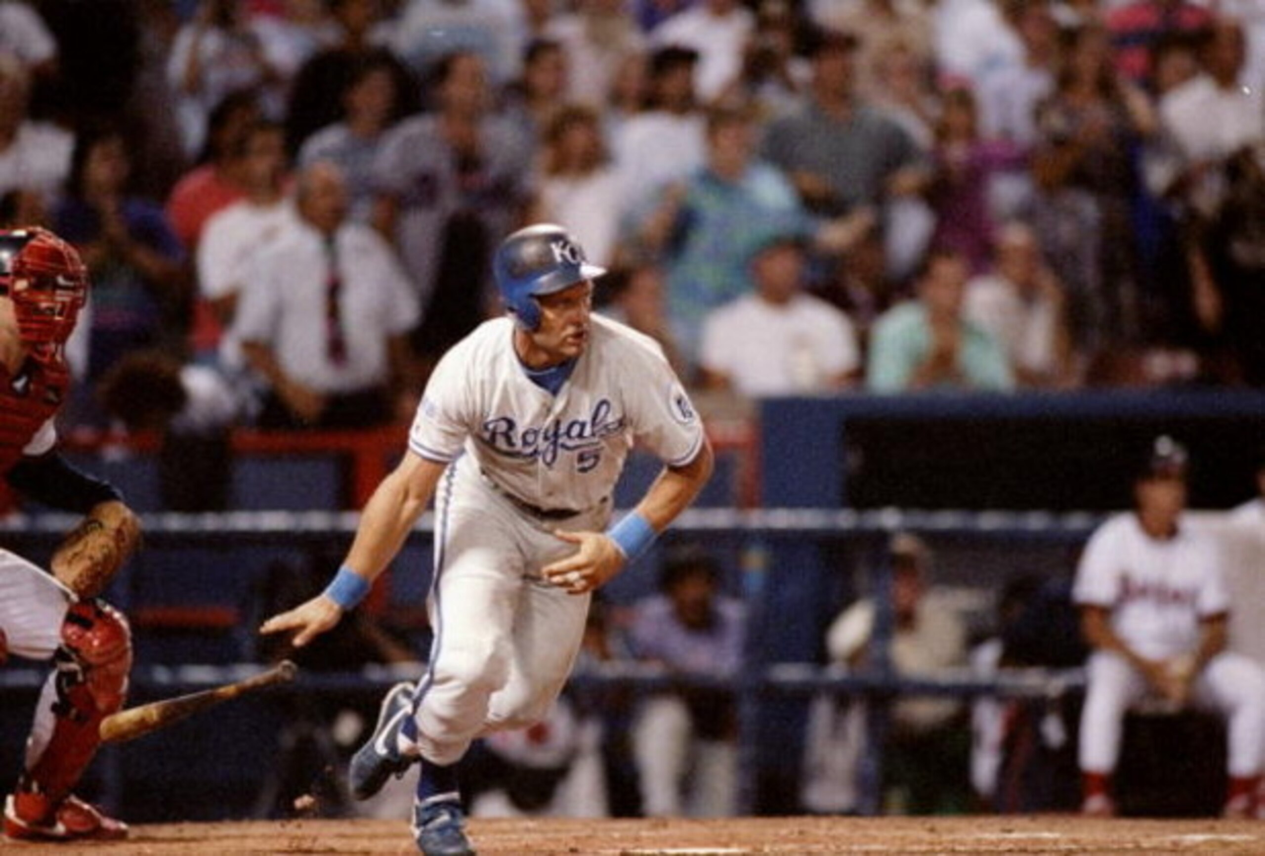 30 Sep 1992:  Infielder George Brett of the Kansas City Royals in action during a game against the California Angels at Anaheim Stadium in Anaheim, California. Mandatory Credit: Stephen Dunn  /Allsport