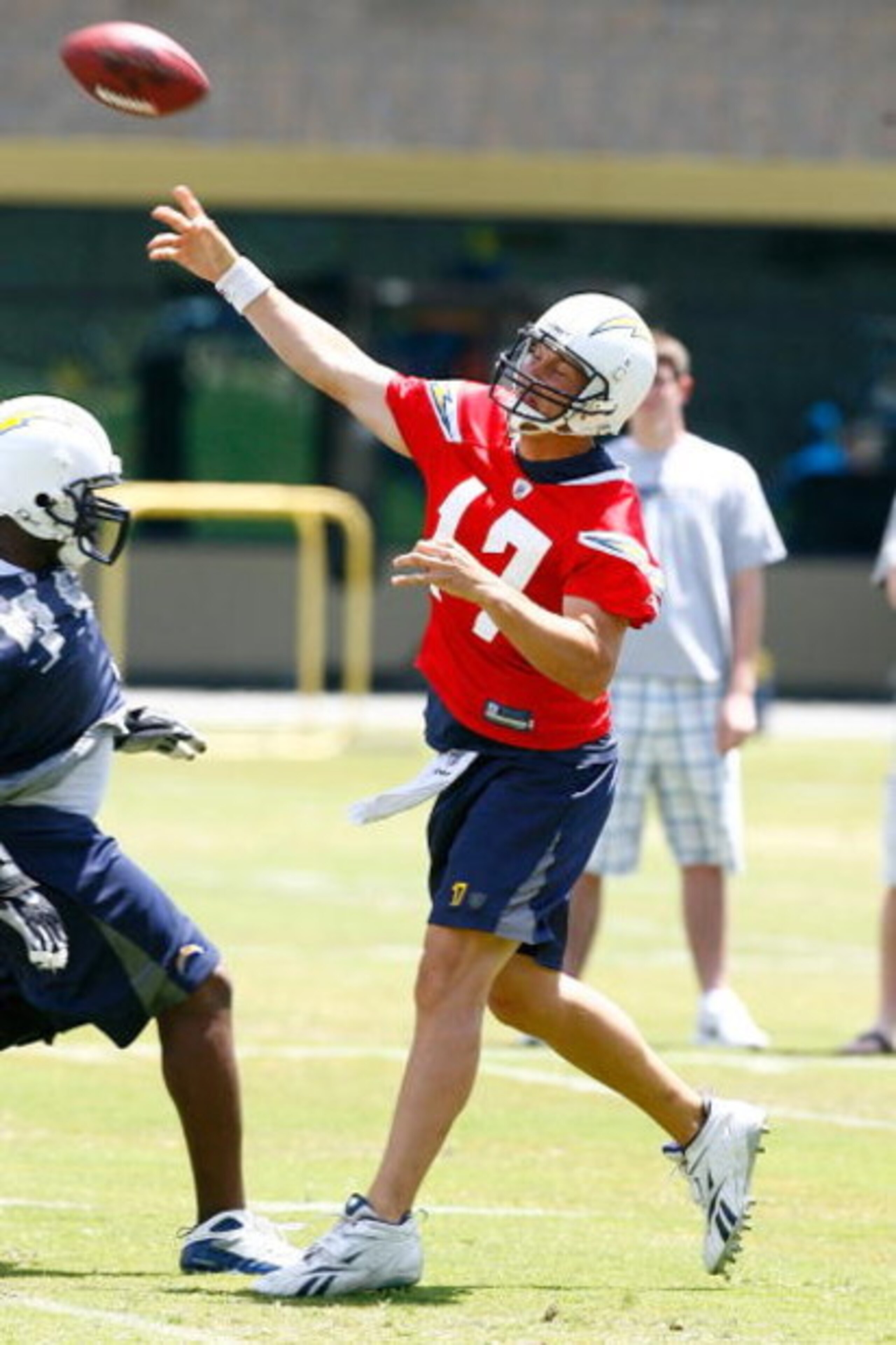 SAN DIEGO - MAY 03: Quarterback Philip Rivers #17 of the San Diego Chargers throws a pass in practice drills during Chargers minicamp at the team's training facility on May 3, 2009 in San Diego, California. (Photo by Kevin Terrell/Getty Images) SAN DIEGO - MAY 03: Quarterback Philip Rivers #17 of the San Diego Chargers throws a pass in practice drills during Chargers minicamp at the team's training facility on May 3, 2009 in San Diego, California. (Photo by Kevin Terrell/Getty Images)