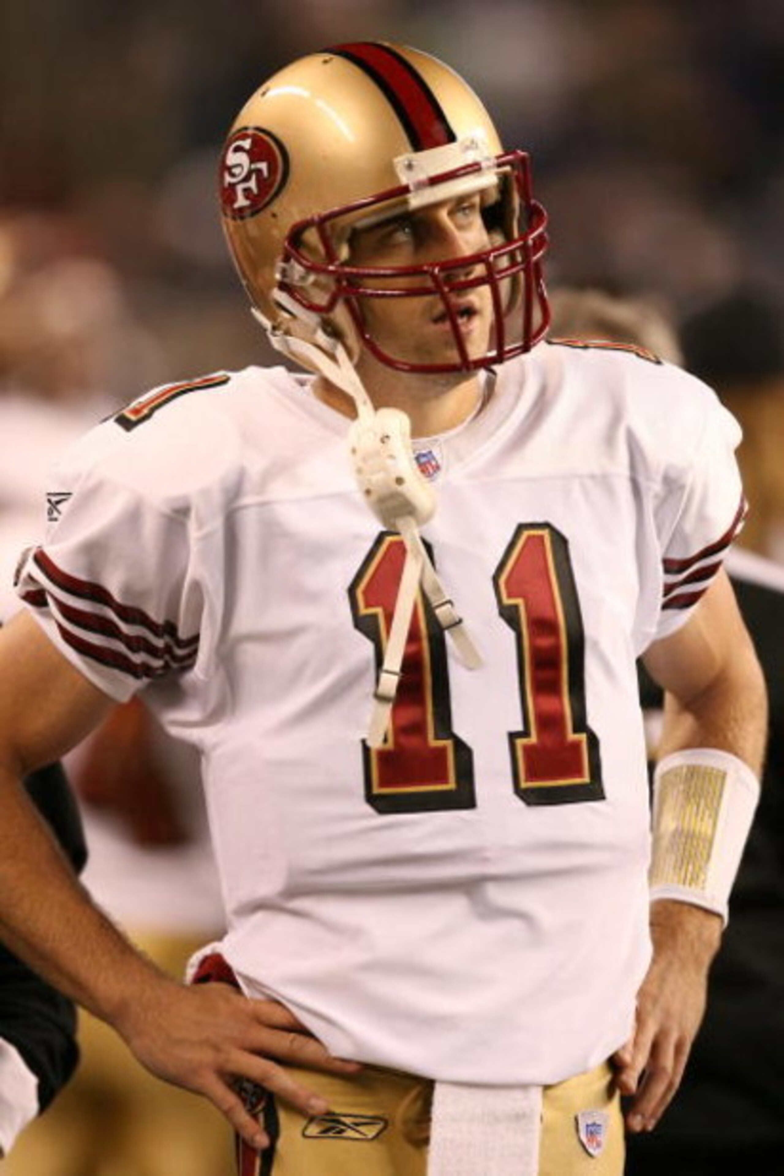 SEATTLE - NOVEMBER 12:  Alex Smith #11 of the San Francisco 49ers looks on during the NFL game against the Seattle Seahawks at Qwest Field on November 12, 2007 in Seattle, Washington. (Photo by Otto Greule Jr/Getty Images)