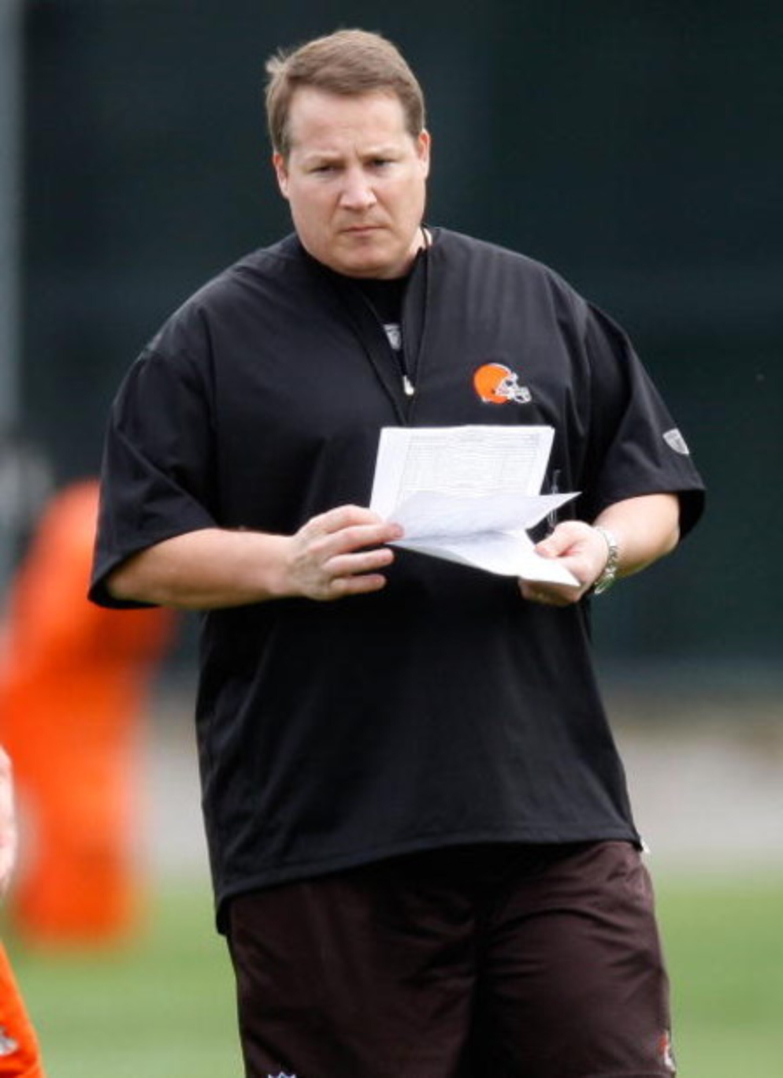 BEREA, OH - MAY 02: Head coach Eric Mangini of the Cleveland Browns looks on during rookie mini camp at the Cleveland Browns Training and Administrative Complex on May 2, 2009 in Berea, Ohio. (Photo by Gregory Shamus/Getty Images) BEREA, OH - MAY 02: Head coach Eric Mangini of the Cleveland Browns looks on during rookie mini camp at the Cleveland Browns Training and Administrative Complex on May 2, 2009 in Berea, Ohio. (Photo by Gregory Shamus/Getty Images)