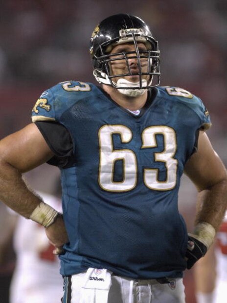TAMPA, FL - OCTOBER 28: Center Brad Meester #63 of the Jacksonville Jaguars checks the scoreboard against the Tampa Bay Buccaneers at Raymond James Stadium on October 28, 2007 in Tampa, Florida. The Jaguars won 24 - 23. (Photo by Al Messerschmidt/Getty TAMPA, FL - OCTOBER 28: Center Brad Meester #63 of the Jacksonville Jaguars checks the scoreboard against the Tampa Bay Buccaneers at Raymond James Stadium on October 28, 2007 in Tampa, Florida. The Jaguars won 24 - 23. (Photo by Al Messerschmidt/Getty