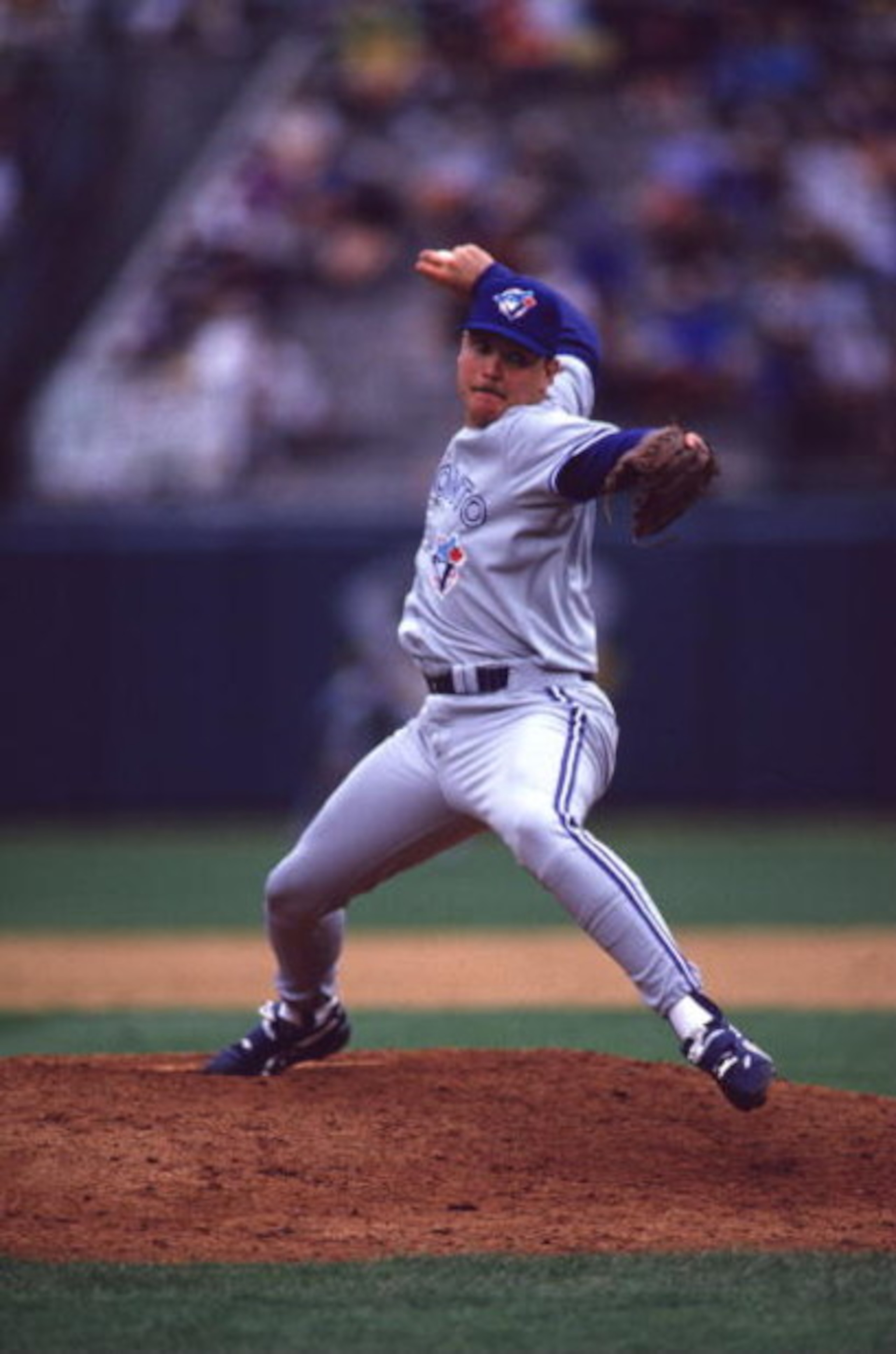 30 May 1993: Duane Ward of the Toronto Bluejays pitches against the Oakland A''s during their game in Oakland, California.