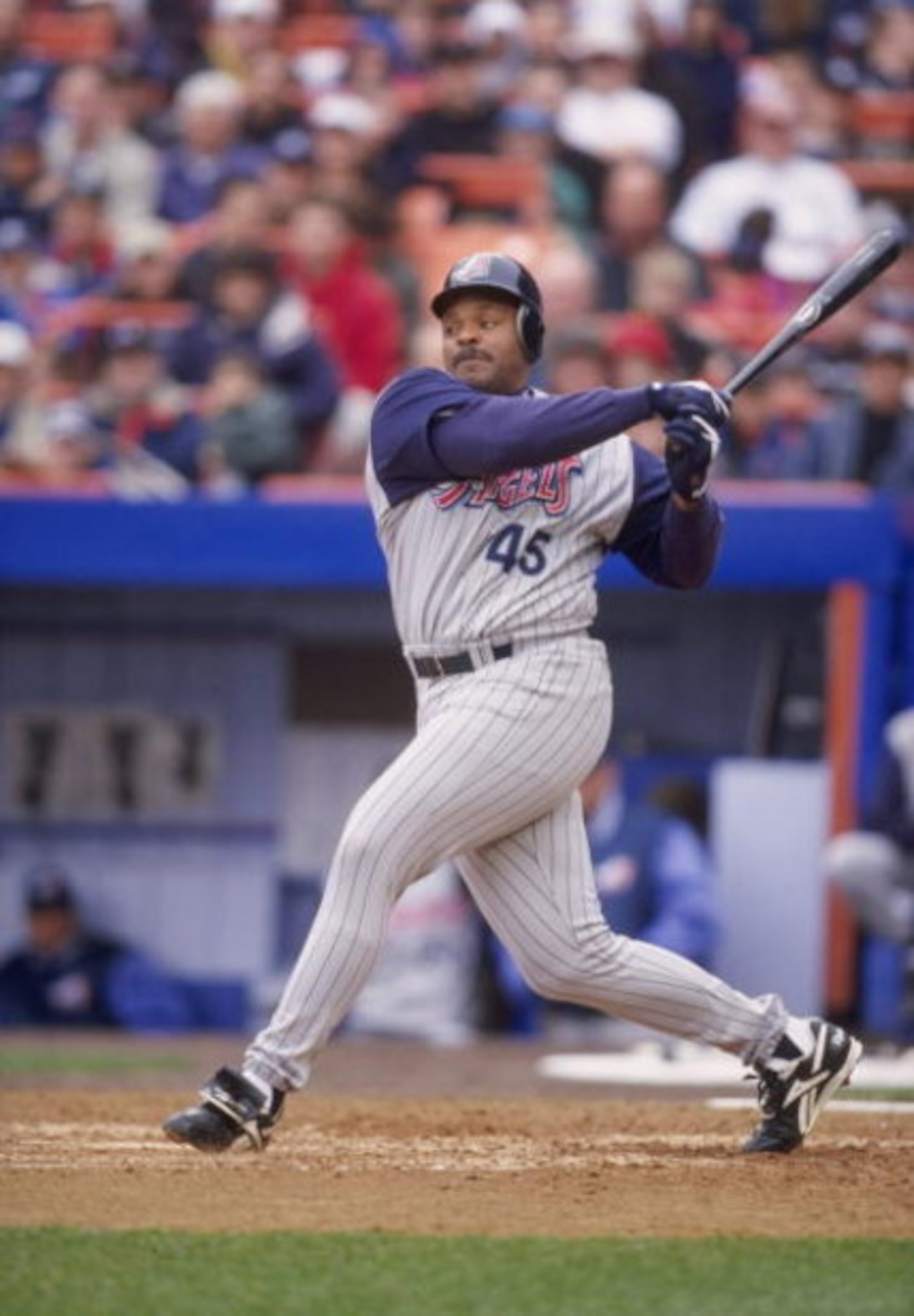 15 Apr 1998:  Cecil Fielder #45 of the Anaheim Angels in action during a game against the New York Yankees at Shea Stadium in Flushing, New York. The Yankees defeated the Angels 6-3. Mandatory Credit: David Seelig  /Allsport