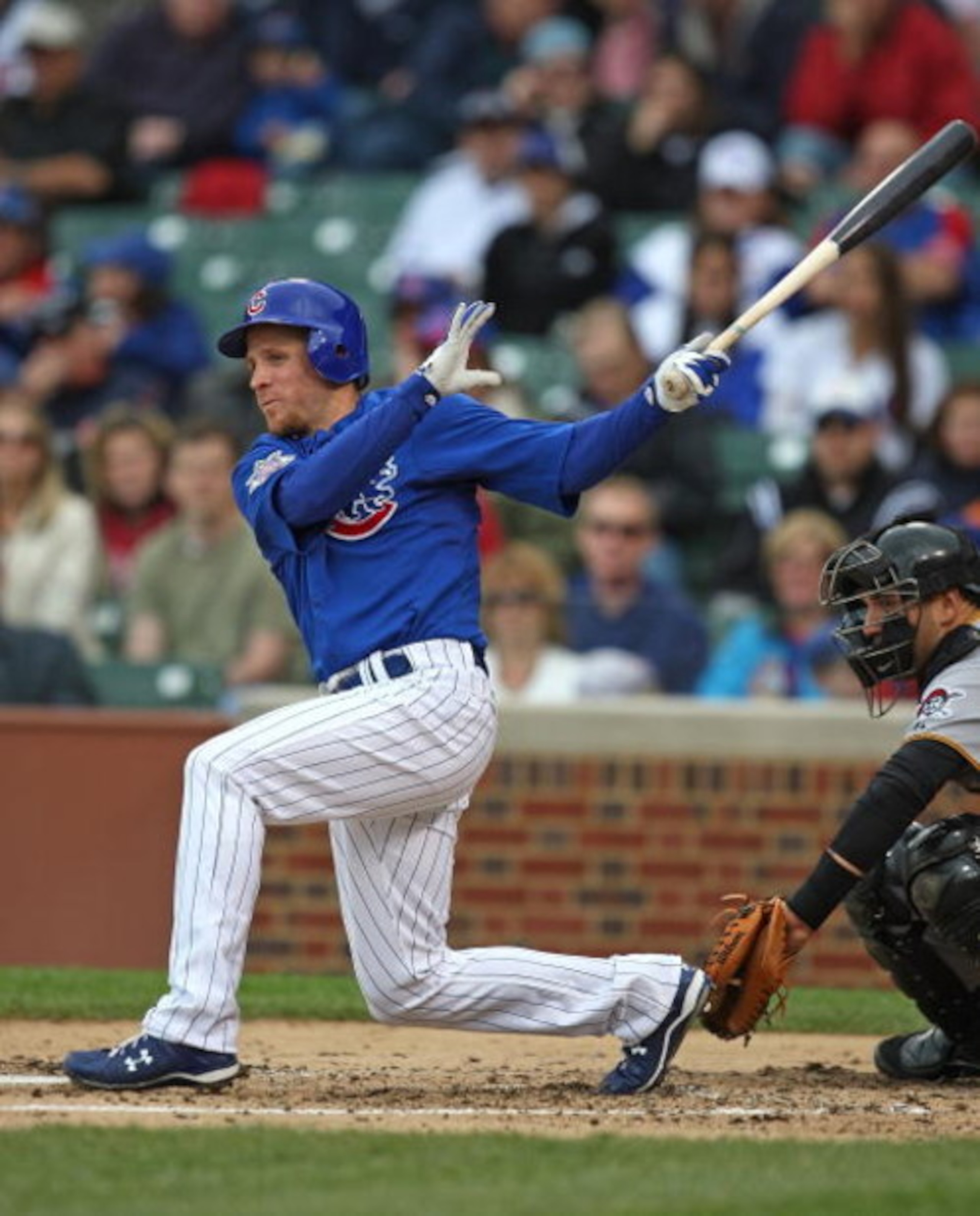 CHICAGO - MAY 27: Ryan Freel #4 of the Chicago Cubs takes a swing against the Pittsburgh Pirates on May 27, 2009 at Wrigley Field in Chicago, Illinois. The Cubs defeated the Pirates 5-2. (Photo by Jonathan Daniel/Getty Images) 