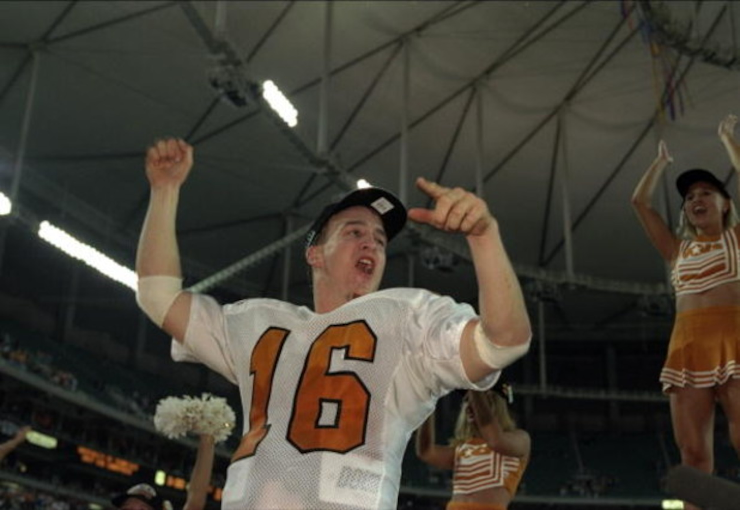 6 Dec 1997: Quarterback Peyton Manning #16 of Tennessee celebrates after the Volunteers 30-29 win over Auburn in the SEC Championship at the Georgia Dome in Atlanta, Georgia.