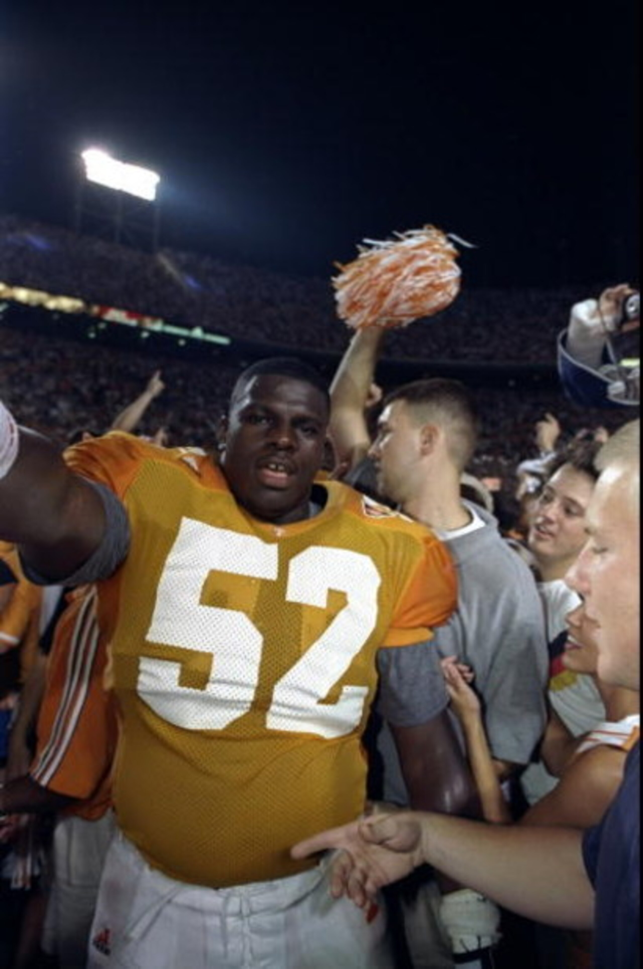 19 Sep 1998:  Offensive guard Cosey Coleman # 52 of the Tennessee Volunteers celebrates following a game against the Florida Gators at the Neyland Stadium in Knoxville, Tennessee. The Volunteers defeated the Gators 20-17. Mandatory Credit: Andy Lyons  /Al