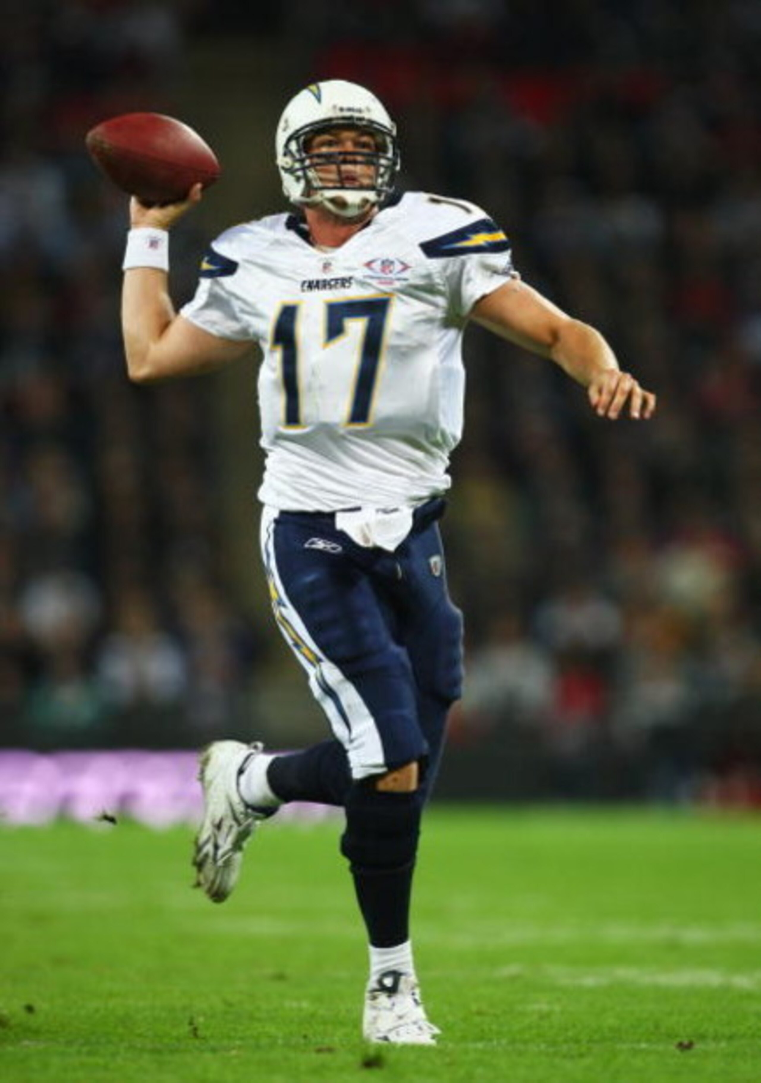 LONDON - OCTOBER 26:  Philip Rivers of the San Diego Chargers in action during the Bridgestone International Series NFL match between San Diego Chargers and New Orleans Saints at Wembley Stadium on October 26, 2008 in London, England.  (Photo by Laurence 