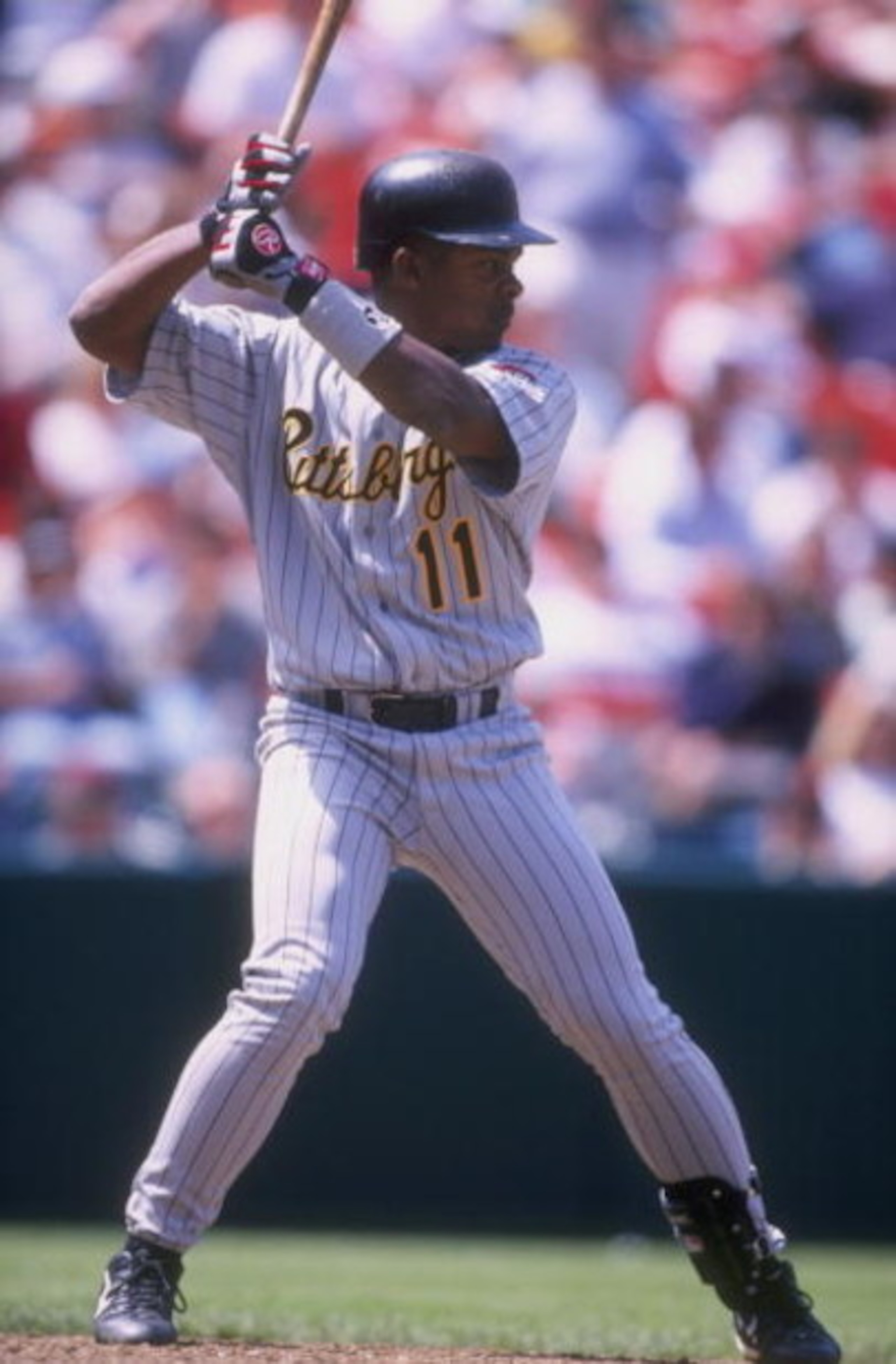 28 Apr 1998:  Outfielder Jose Guillen of the Pittsburgh Pirates in action during a game against the San Francisco Giants at the 3Com Park in San Francisco, California. The Giants defeated the Pirates 2-1. Mandatory Credit: Jeff Carlick  /Allsport