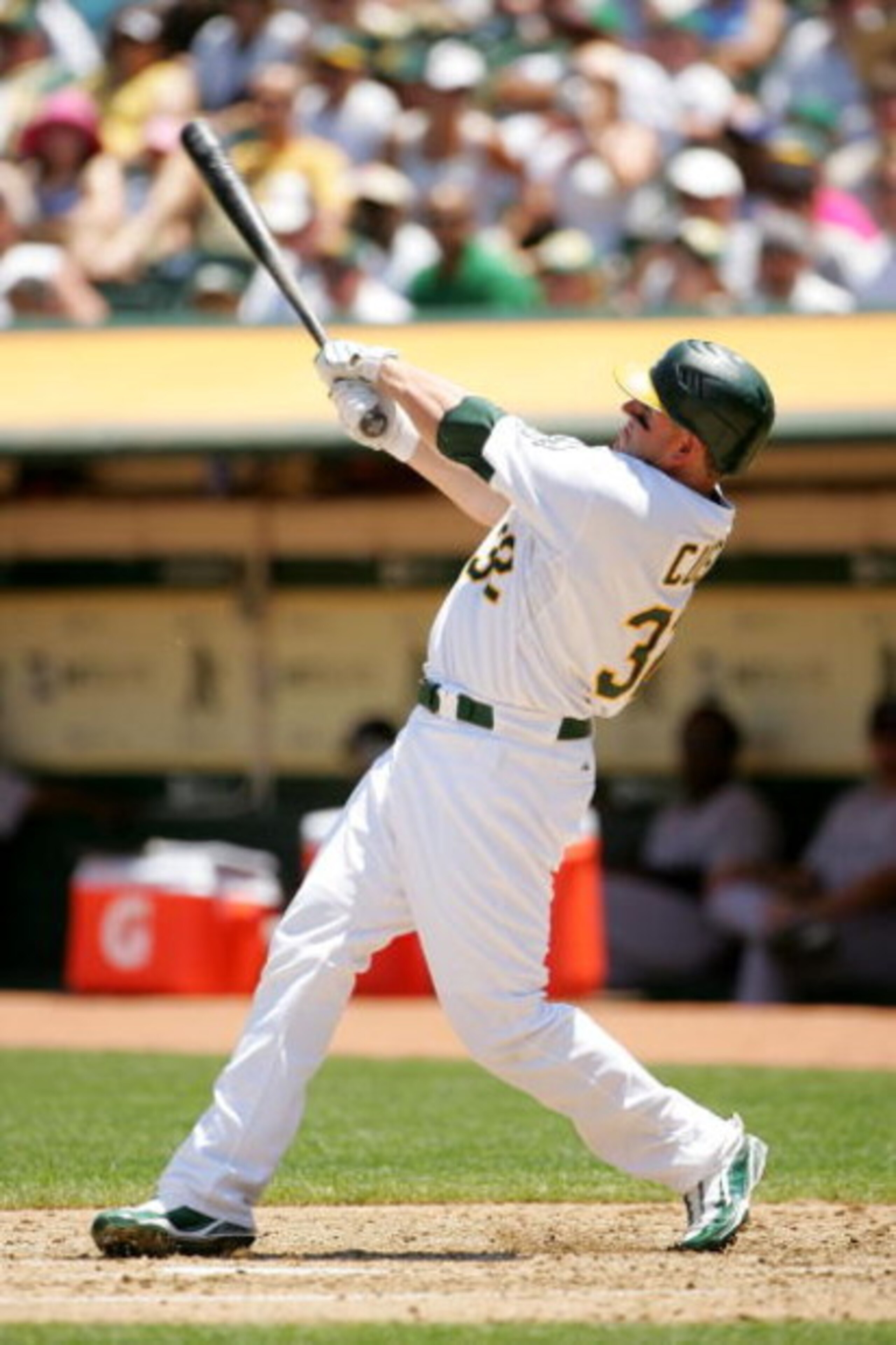 OAKLAND, CA - JUNE 28:  Jack Cust #32 of the Oakland Athletics bats against the Colorado Rockies at the Oakland Coliseum on June 28, 2009 in Oakland, California.  (Photo by Ezra Shaw/Getty Images)