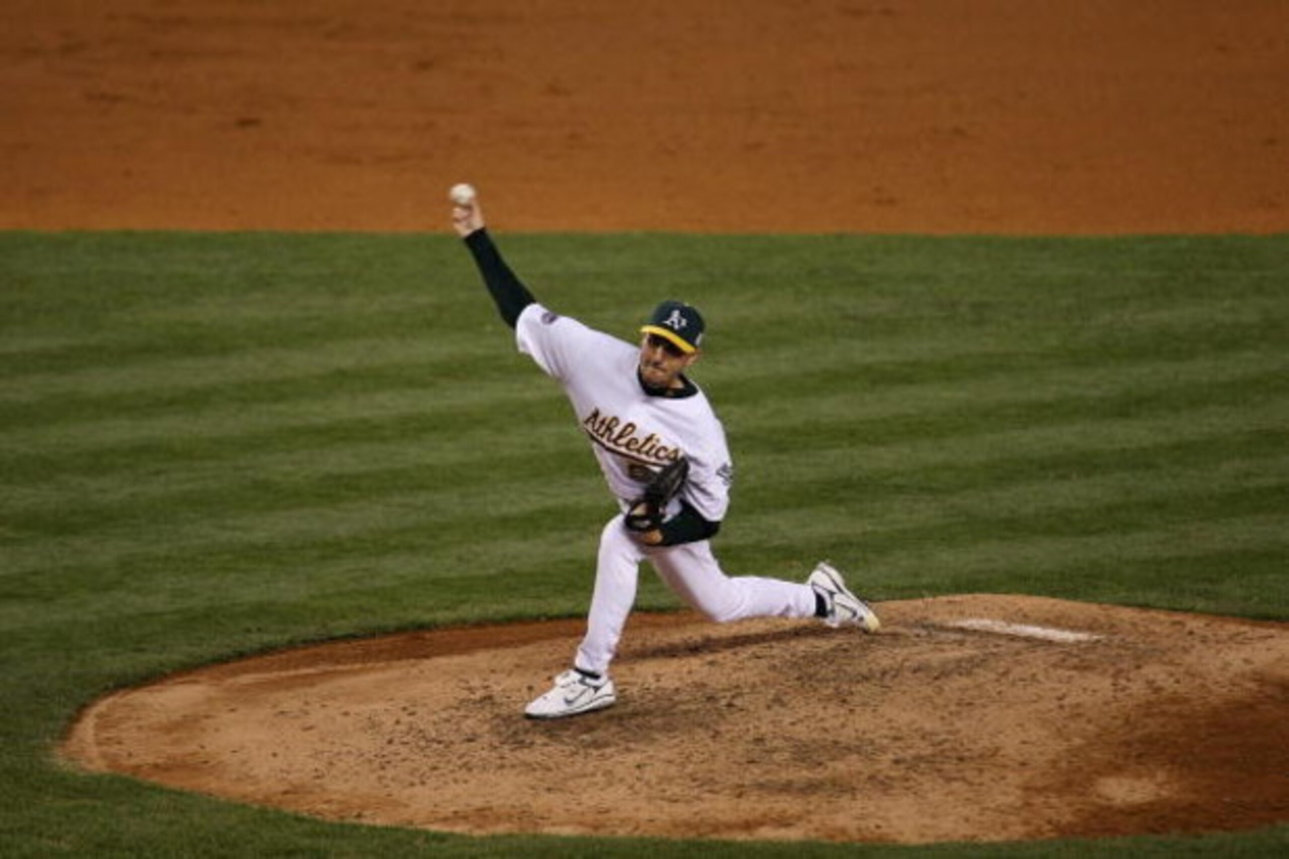 NEW YORK - JULY 15:  American League All-Star Justin Duchscherer #58 of the Oakland Athletics pitches during the 79th MLB All-Star Game at Yankee Stadium on July 15, 2008 in the Bronx borough of New York City. (Photo by Chris McGrath/Getty Images)