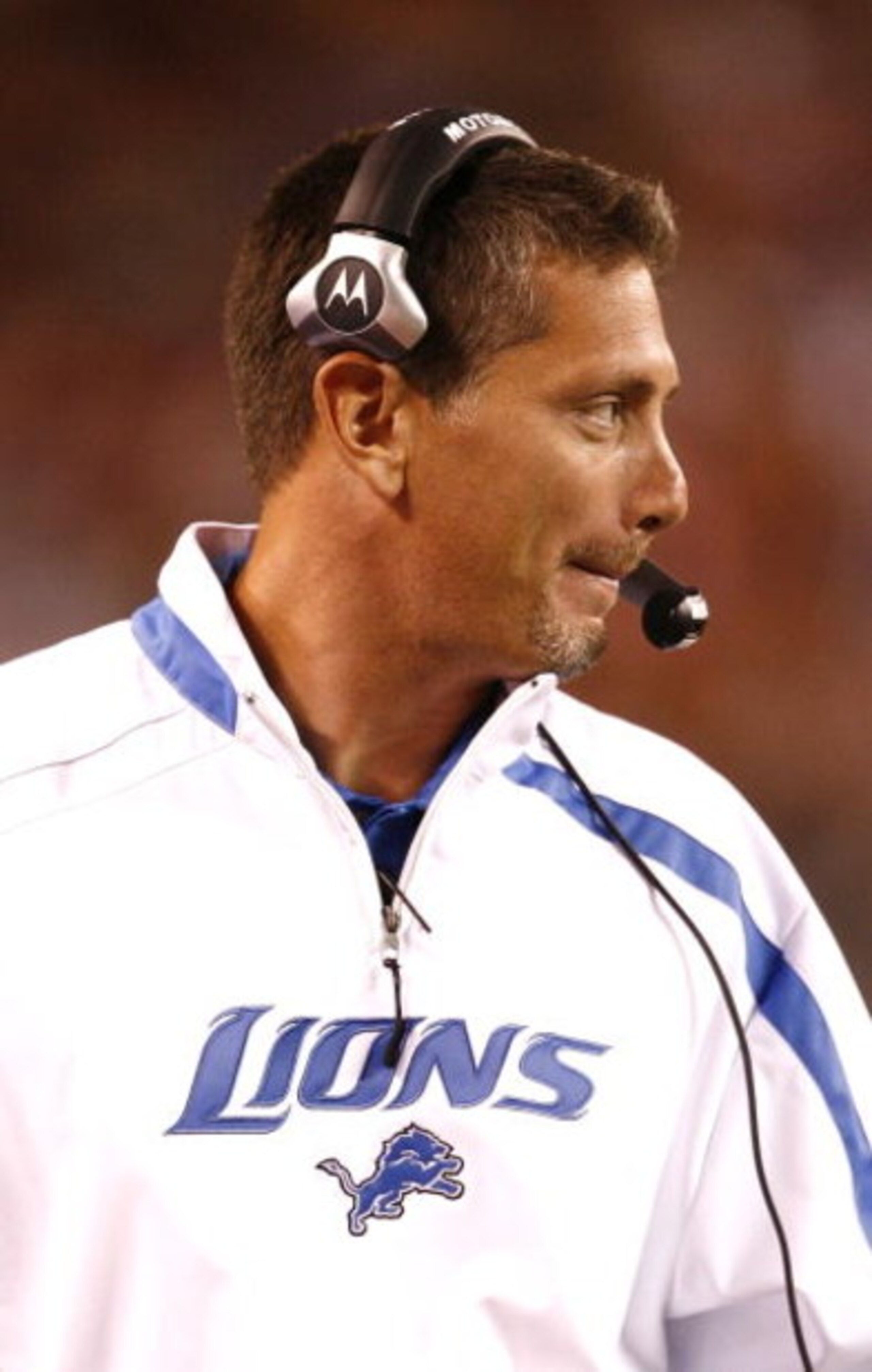 CLEVELAND - AUGUST 22:  Head coach Jim Schwartz of the Detroit Lions wtches his team against the Cleveland Browns during the third quarter of their NFL game in Cleveland Browns Stadium on August 22, 2009 in Cleveland, Ohio.  (Photo by Matt Sullivan/Getty 
