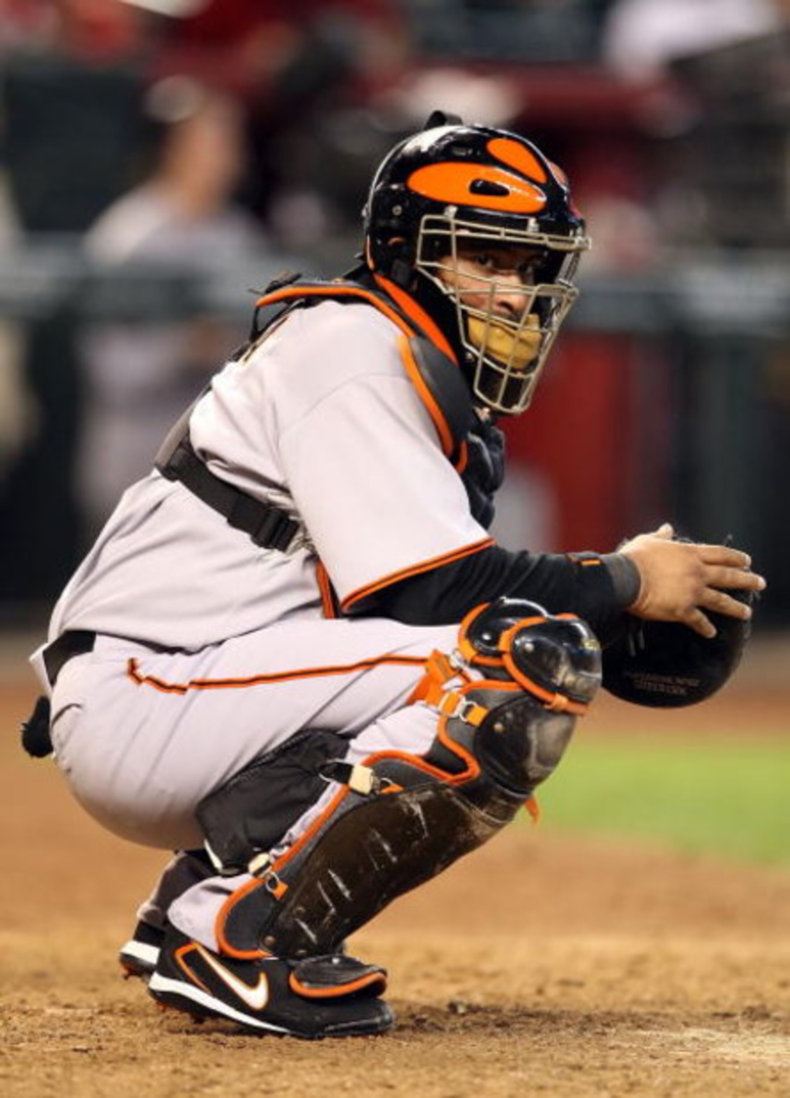 PHOENIX - JUNE 11:  Catcher Bengie Molina #1 of the San Francisco Giants in action during the major league baseball game against the Arizona Diamondbacks at Chase Field on June 11, 2009 in Phoenix, Arizona.  The Diamondbacks defeated the Giants 2-1.  (Pho