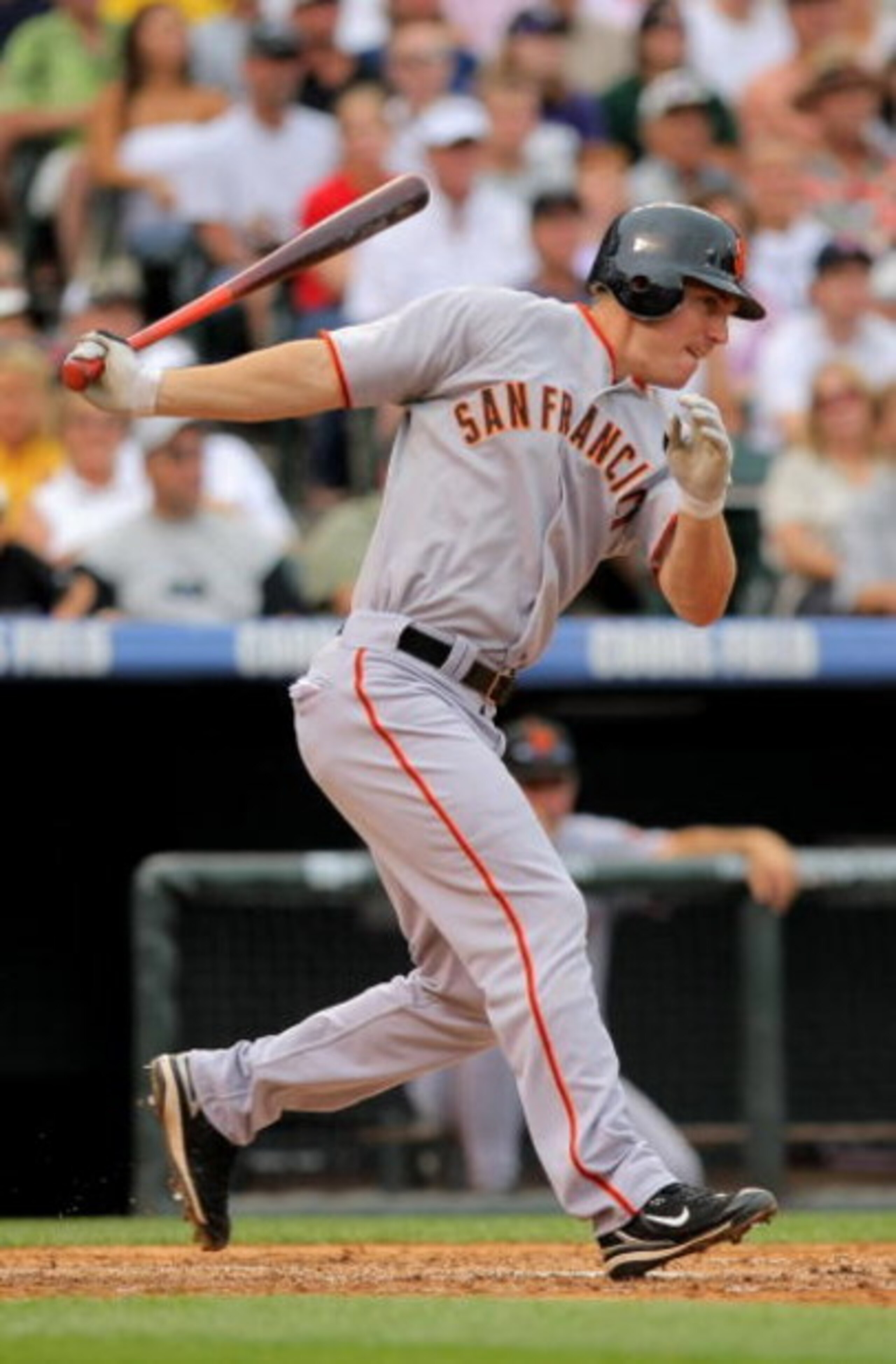 DENVER - JULY 26:  John Bowker #21 of the San Francisco Giants takes an at bat against the Colorado Rockies at Coors Field on July 26, 2009 in Denver, Colorado. The Rockies defeated the Giants 4-2.  (Photo by Doug Pensinger/Getty Images)