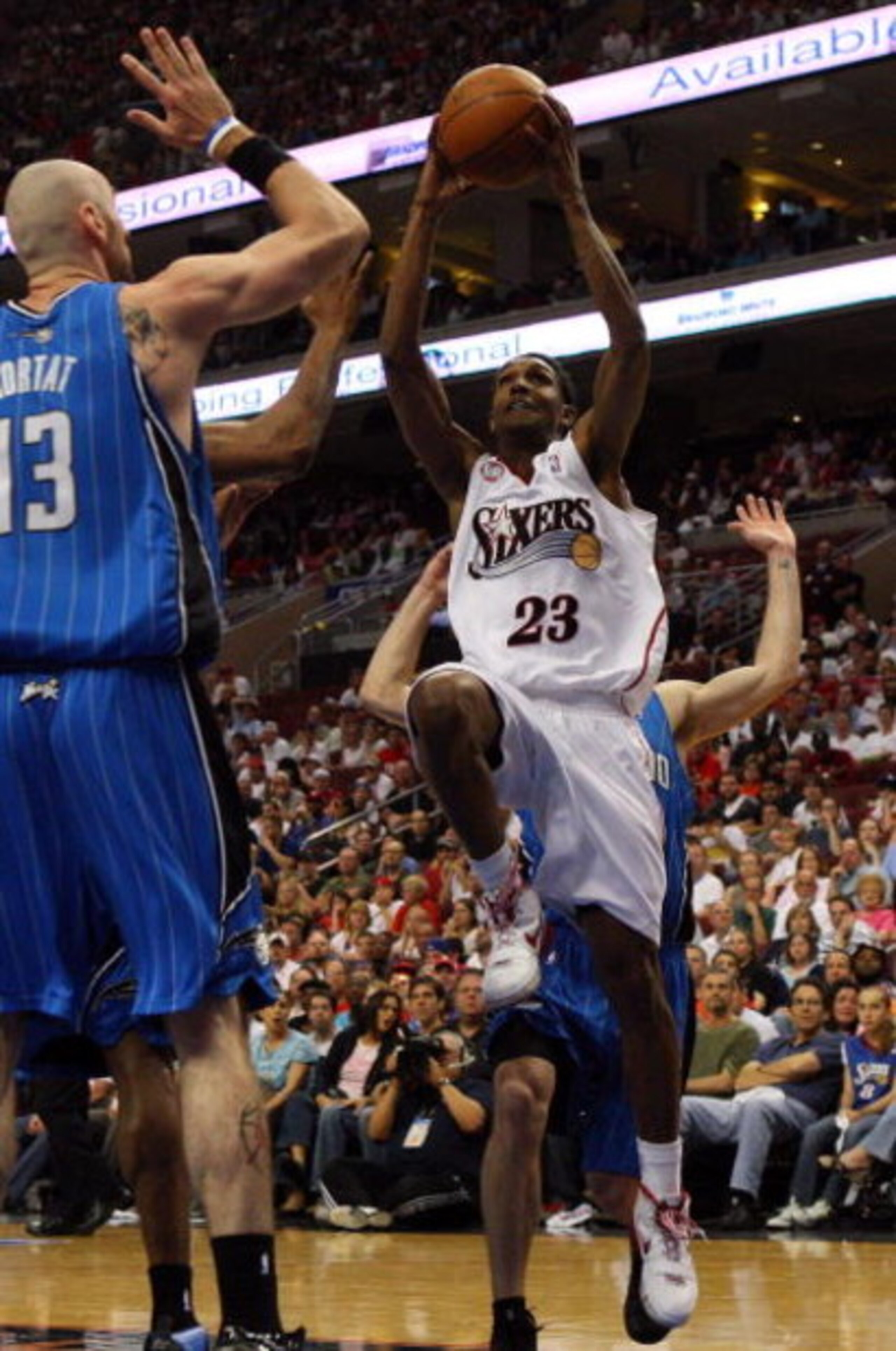 PHILADELPHIA - APRIL 26:  Lou Williams #23 of the Philadelphia 76ers shoots against the Orlando Magic during Game Four of the Eastern Conference Quarterfinals during the 2009 NBA Playoffs at the Wachovia Center on April 26, 2009 in Philadelphia, Pennsylva