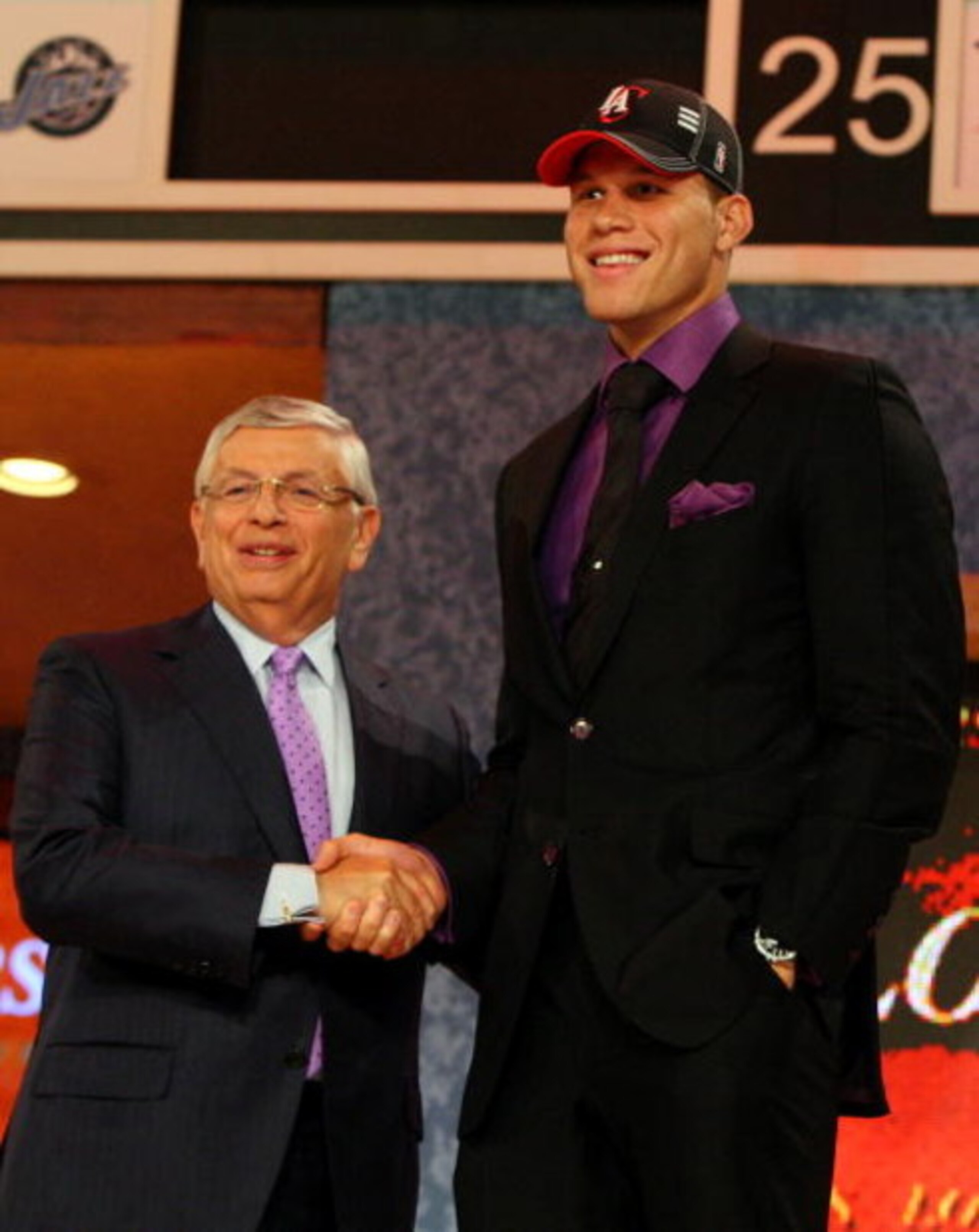 NEW YORK - JUNE 25:  NBA Commissioner David Stern poses for a photograph with the first overall draft pick by the Los Angeles Clippers,  Blake Griffin during the 2009 NBA Draft at the Wamu Theatre at Madison Square Garden June 25, 2009 in New York City. N