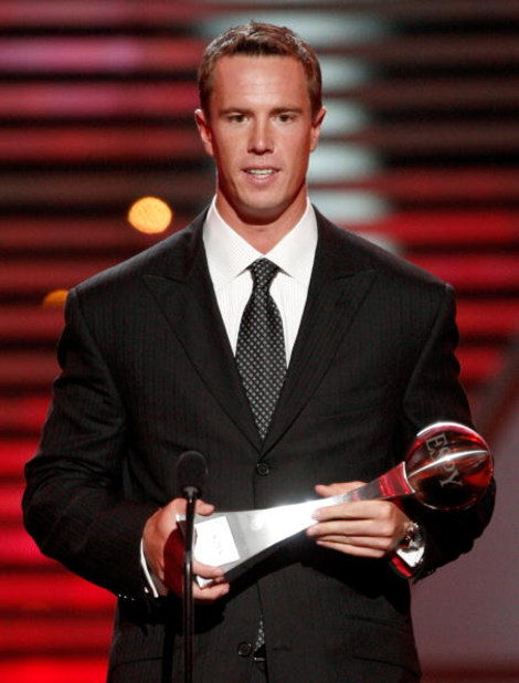 LOS ANGELES, CA - JULY 15:  Quarterback Matt Ryan accepts the Breakthrough Athlete Award during the 2009 ESPY Awards held at Nokia Theatre LA Live on July 15, 2009 in Los Angeles, California. The 17th annual ESPYs will air on Sunday, July 19 at 9PM ET on 